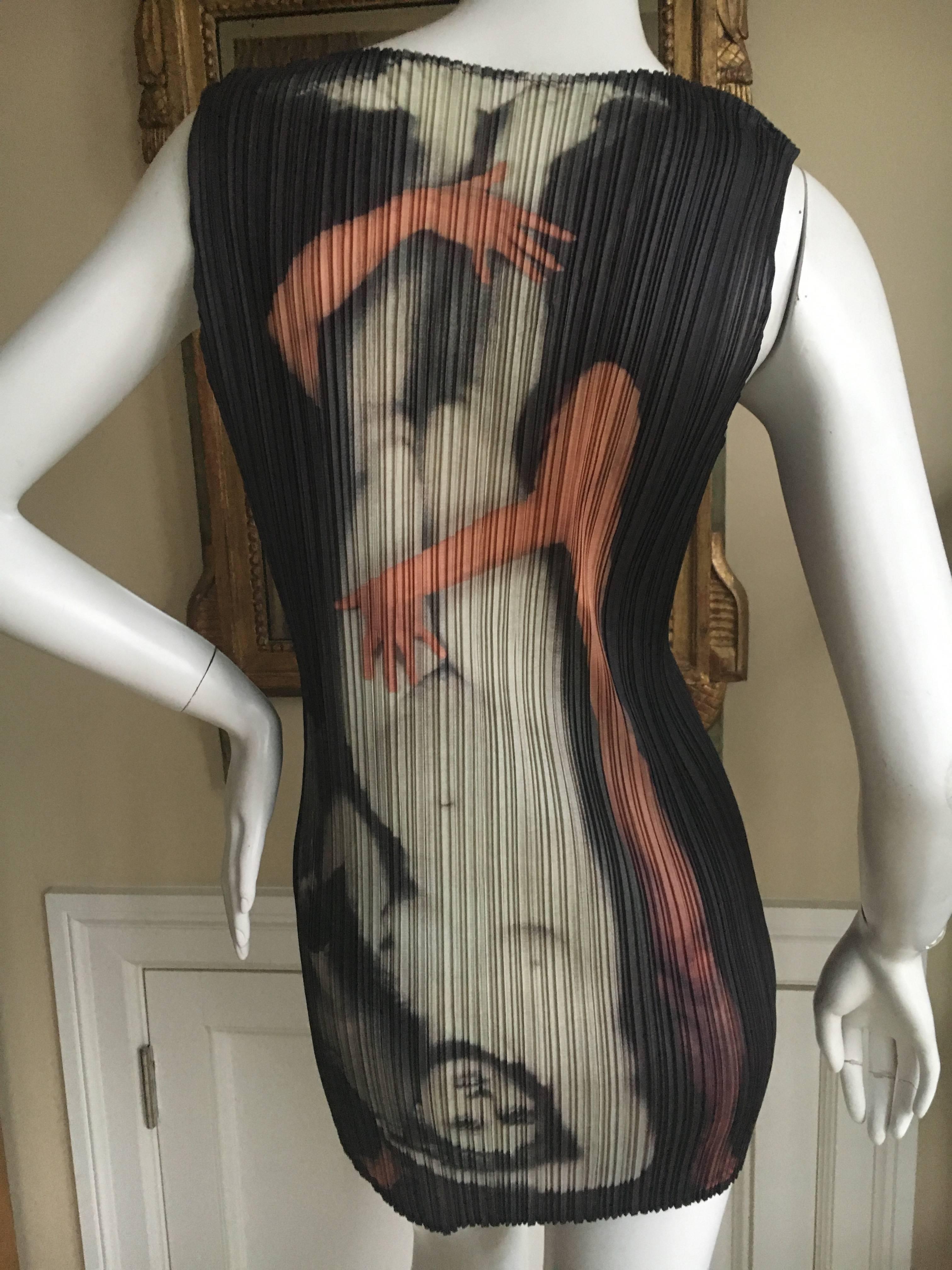 Black Issey Miyake Pleats Please Guest Artist Series No.1 Yasumasa Morimura Tunic 1996 For Sale