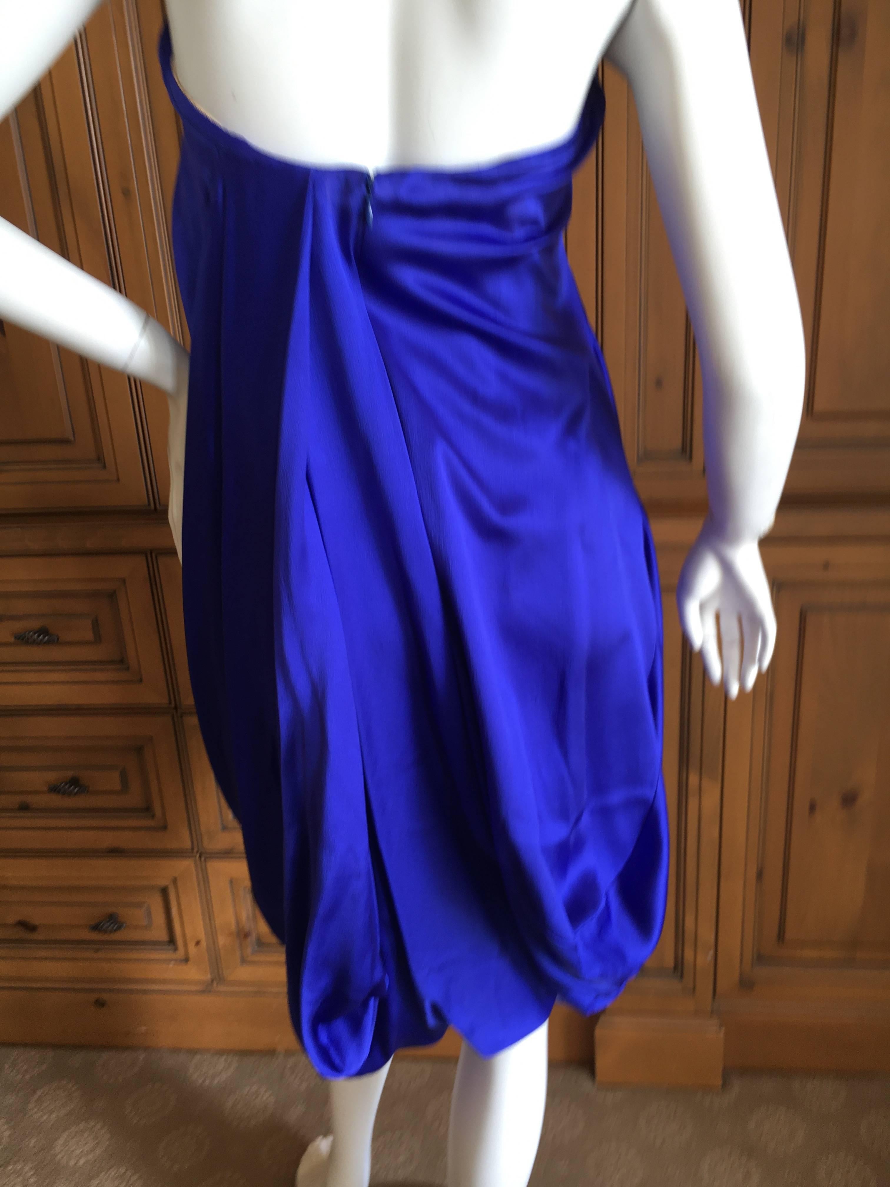 Alexander McQueen 2009 Royal Blue Draped Strapless Dress with Inner Corset In Excellent Condition For Sale In Cloverdale, CA