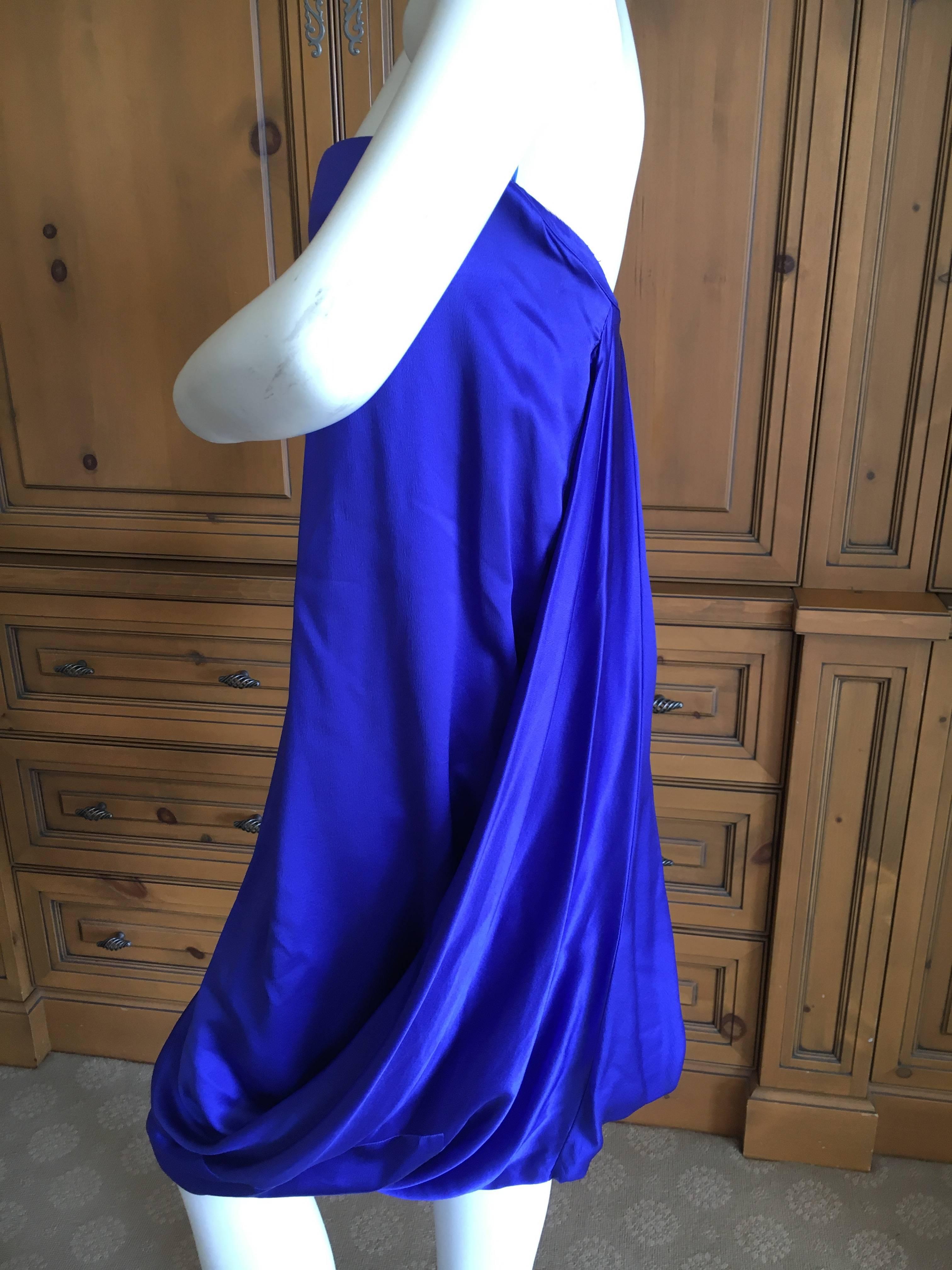 Women's Alexander McQueen 2009 Royal Blue Draped Strapless Dress with Inner Corset For Sale