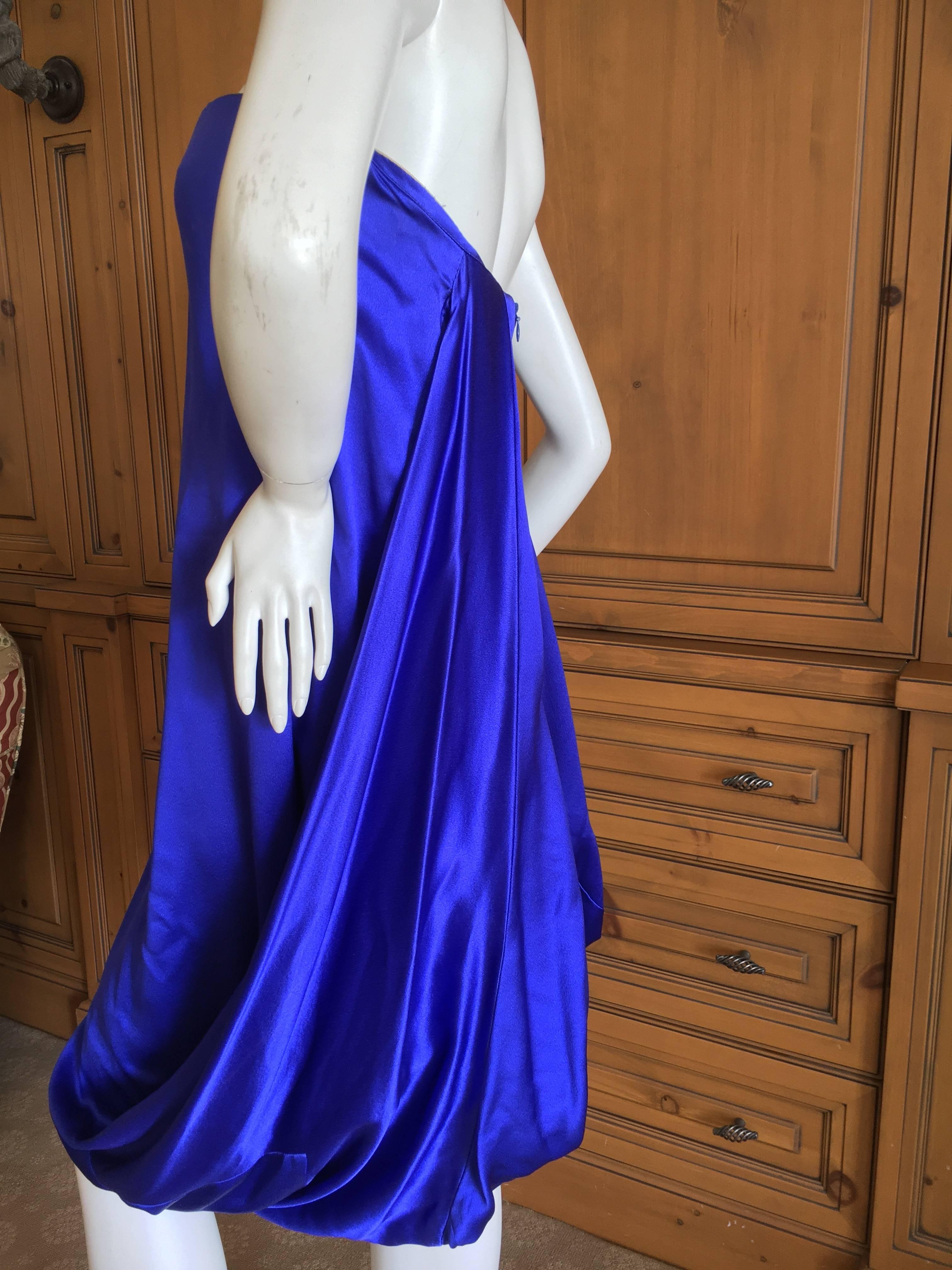 Alexander McQueen 2009 Royal Blue Draped Strapless Dress with Inner Corset For Sale 1