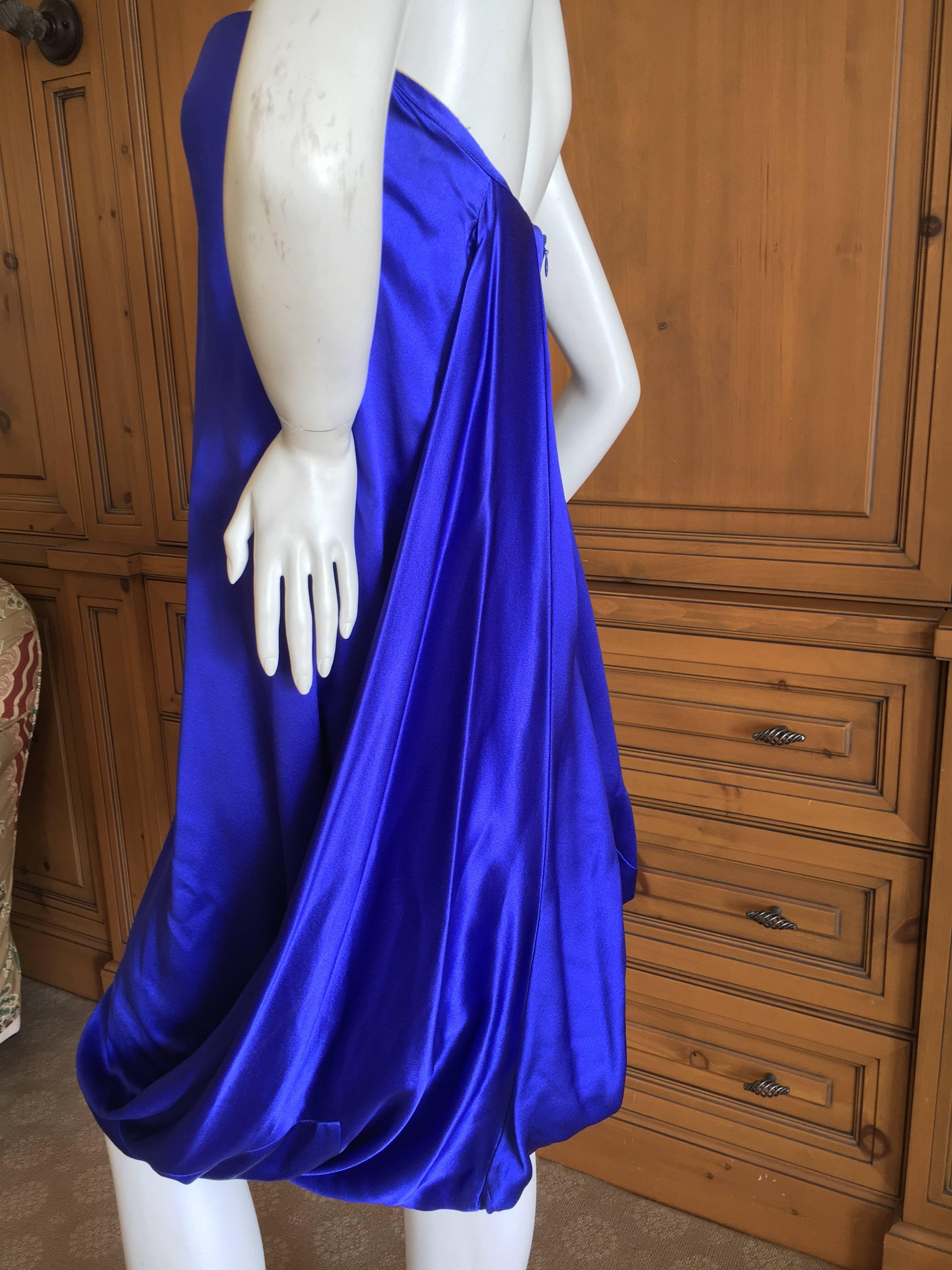 Alexander McQueen 2009 Royal Blue Draped Strapless Dress with Inner Corset For Sale 3