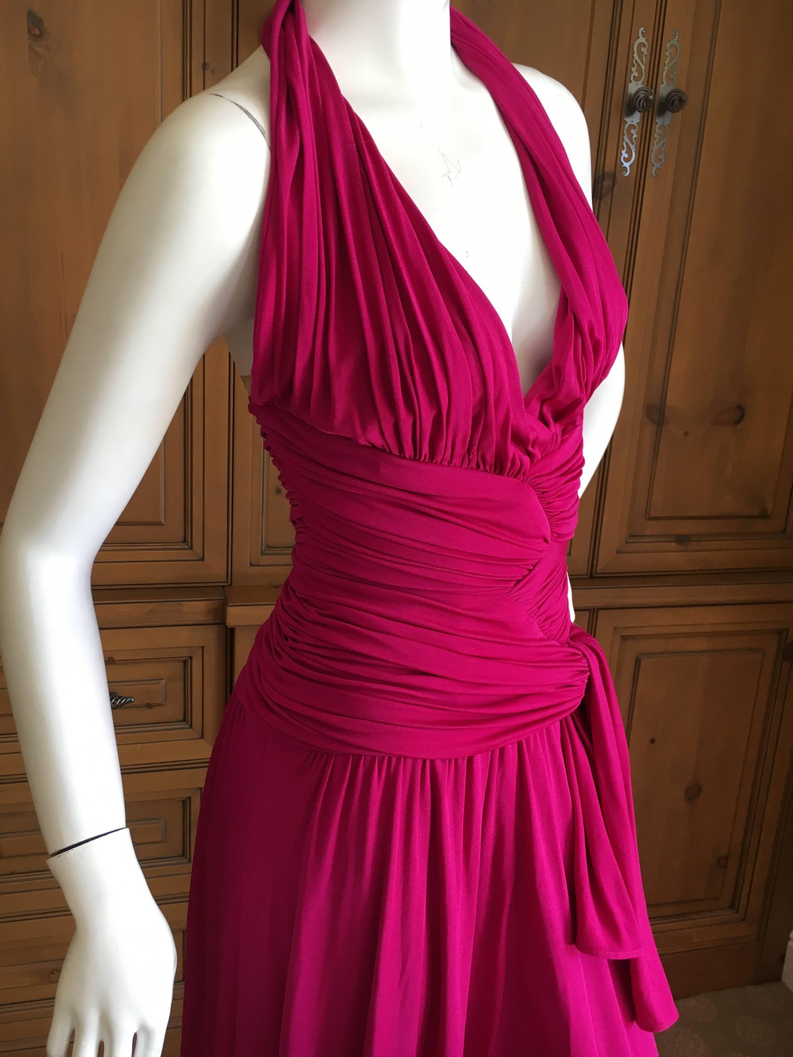 Women's Giambattista Valli Fuchsia Low Cut Halter Dress For Sale