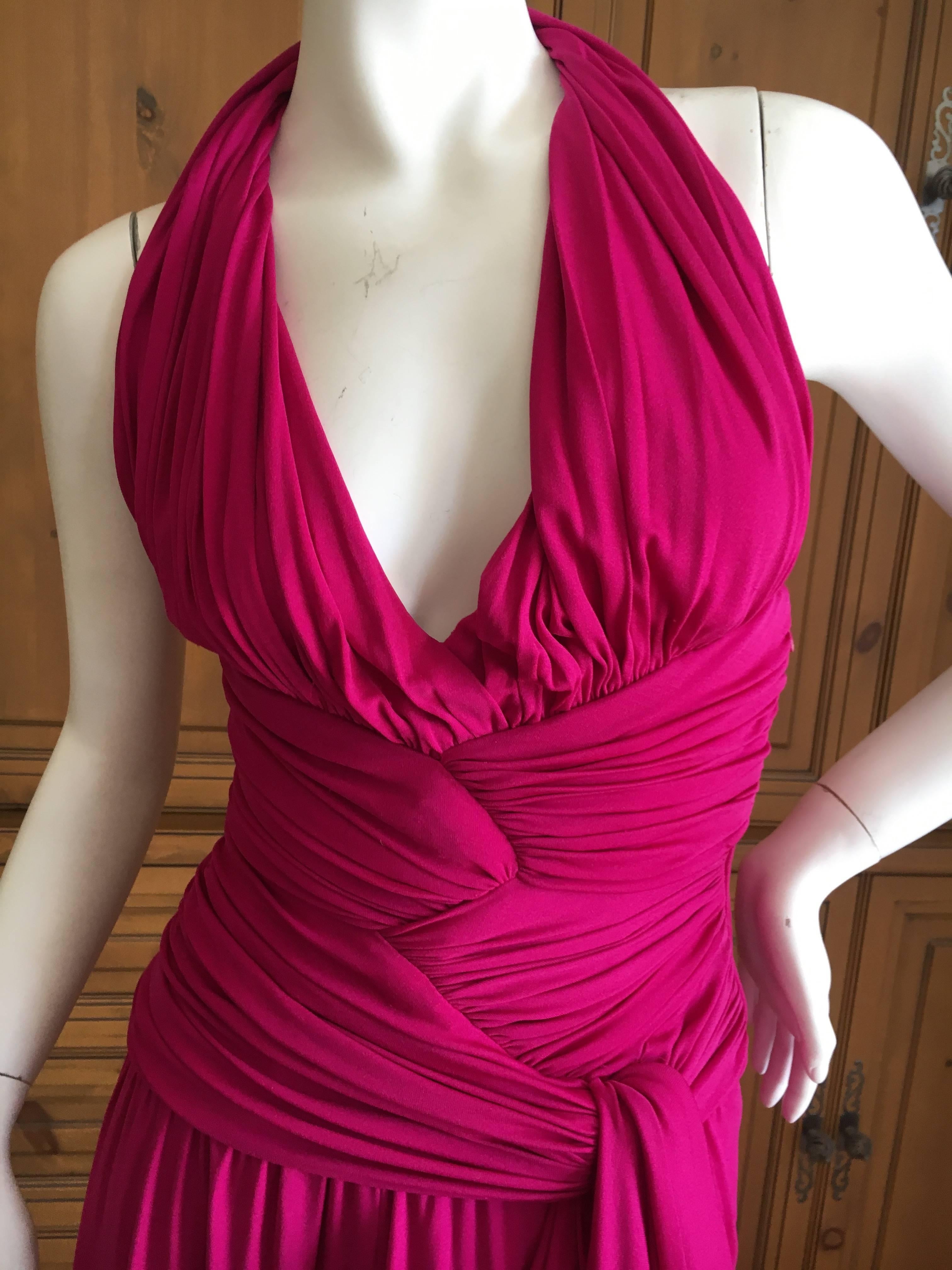 Purple Giambattista Valli Fuchsia Low Cut Halter Dress For Sale