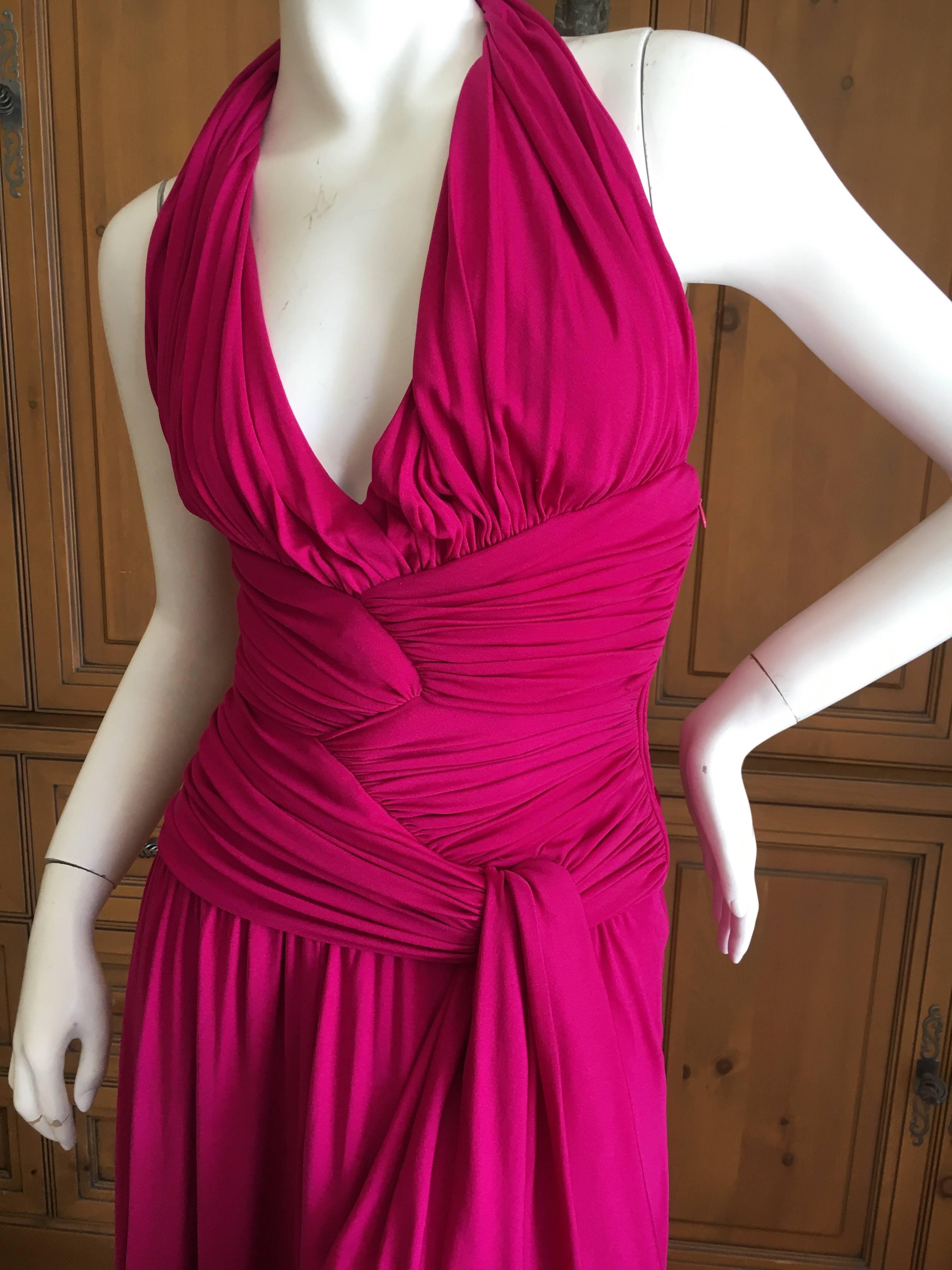 Giambattista Valli Fuchsia Low Cut Halter Dress For Sale 2