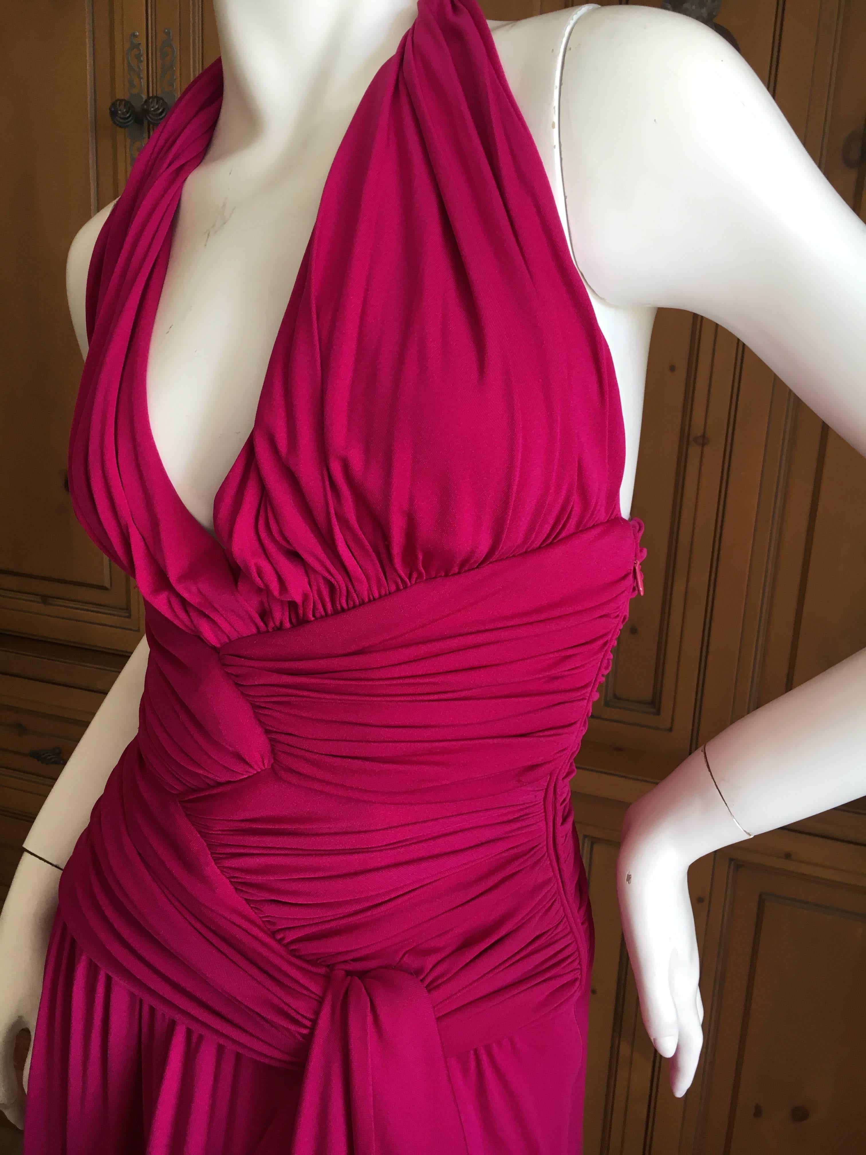 Giambattista Valli Fuchsia Low Cut Halter Dress For Sale 4