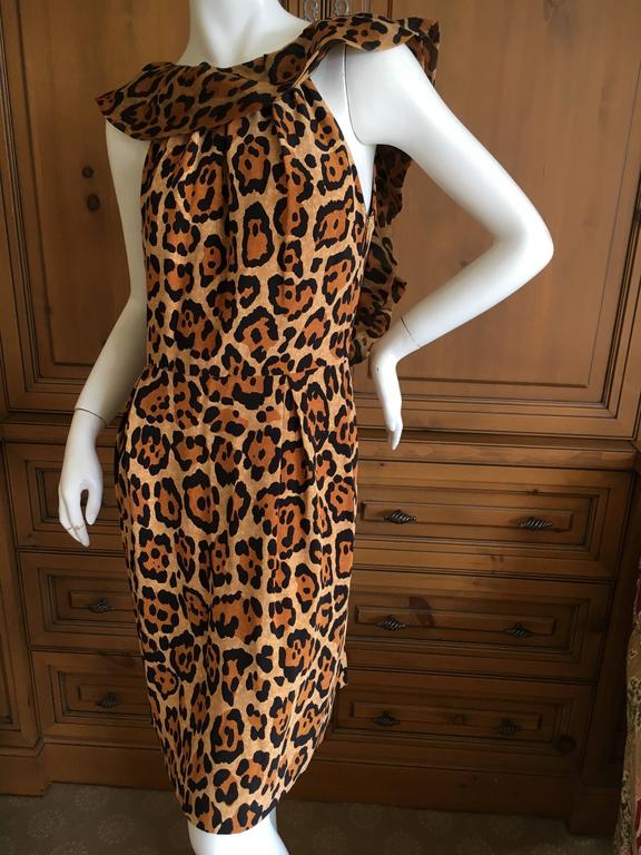 Christian Dior Backless Ruffled Leopard Print Cocktail Dress by John ...