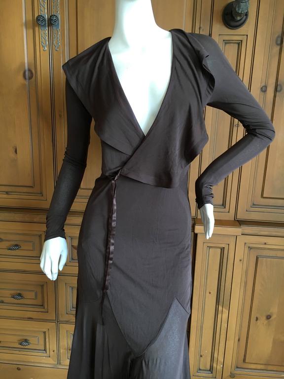 Yves Saint Laurent by Tom Ford Sheer Brown Wrap Dress For Sale at 1stDibs