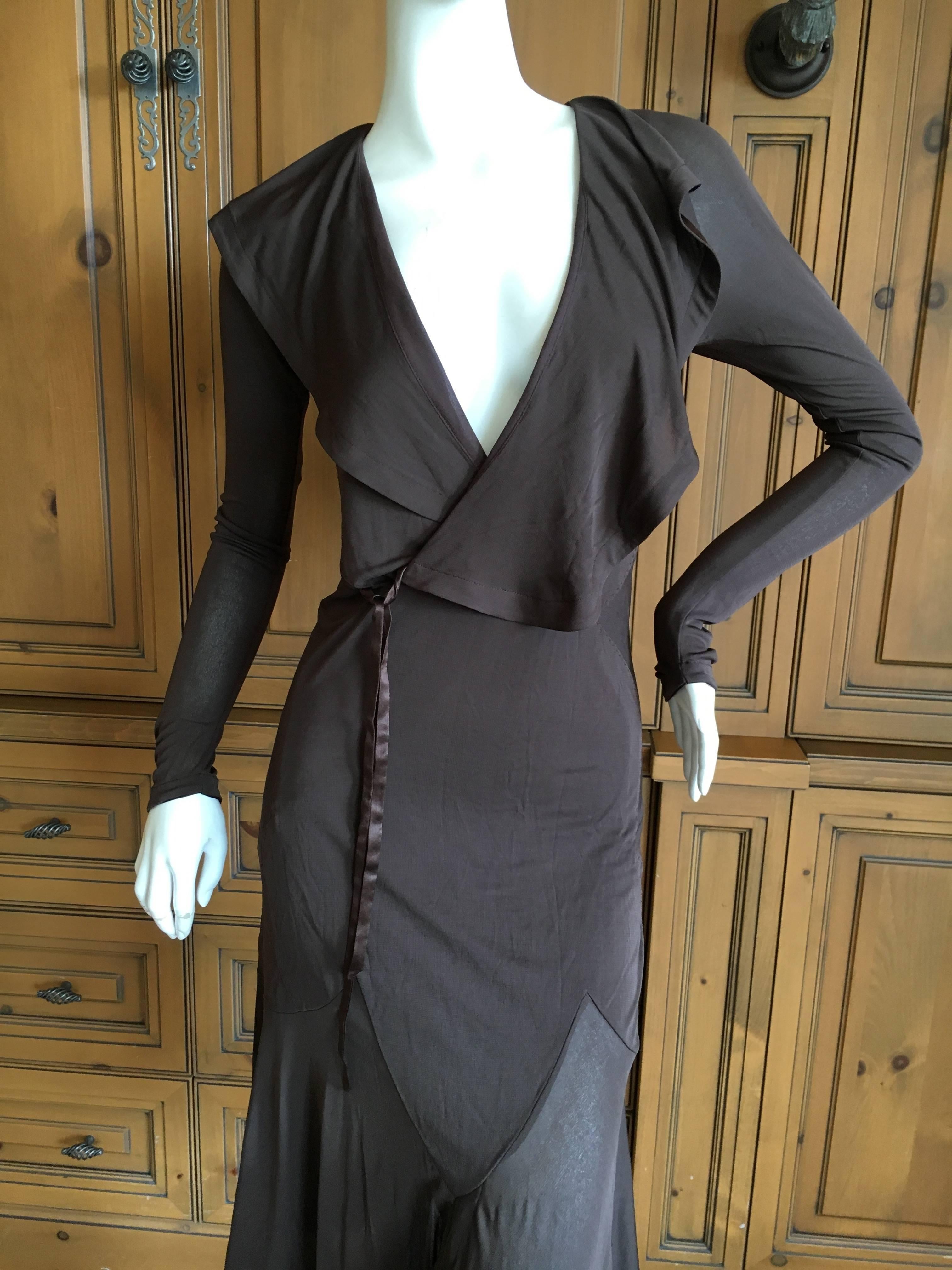 Women's Yves Saint Laurent  by Tom Ford Sheer Brown Wrap Dress For Sale