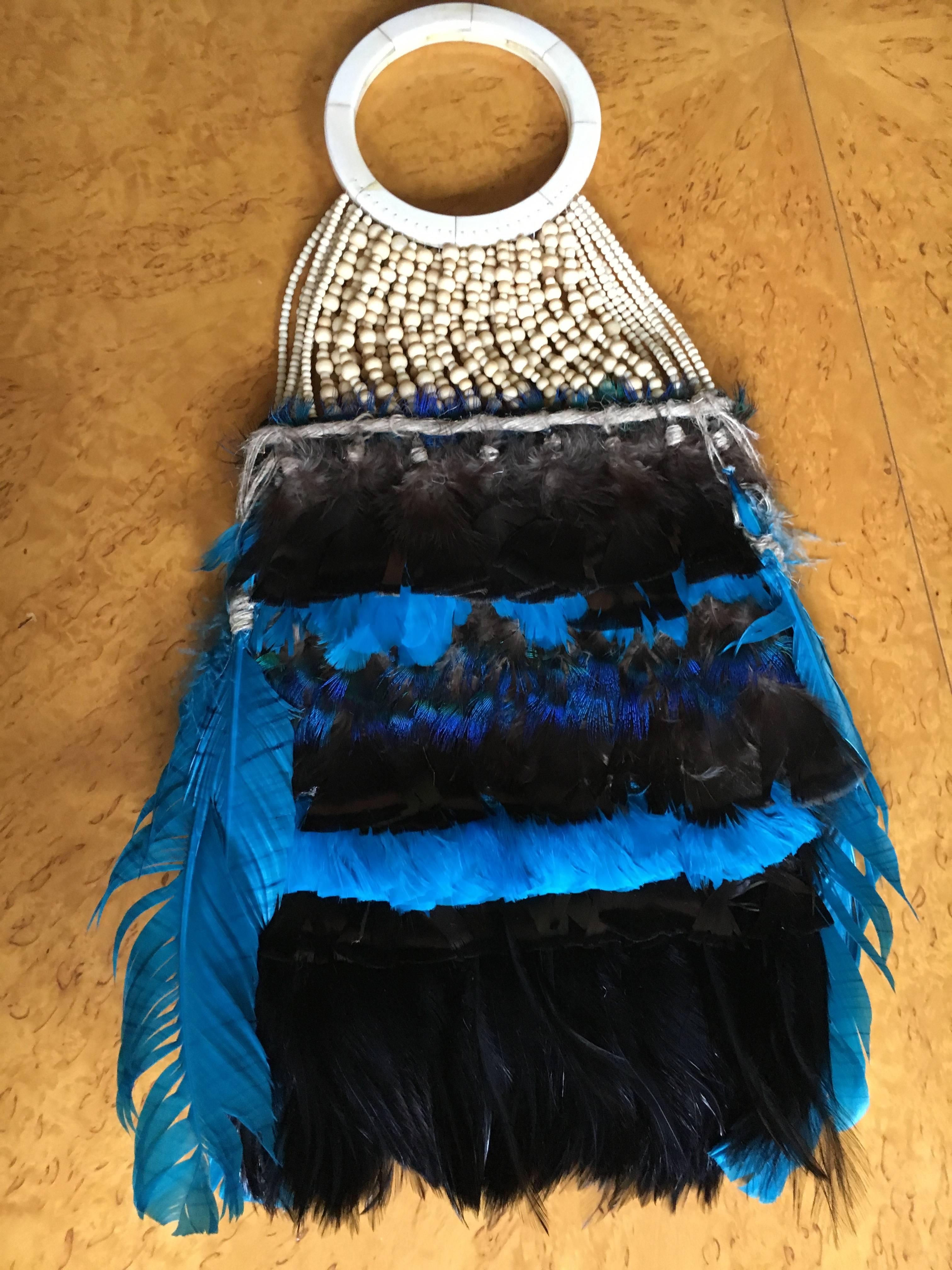 Alexander McQueen 2003 Exquisite Bead and Feather Handbag In Excellent Condition For Sale In Cloverdale, CA