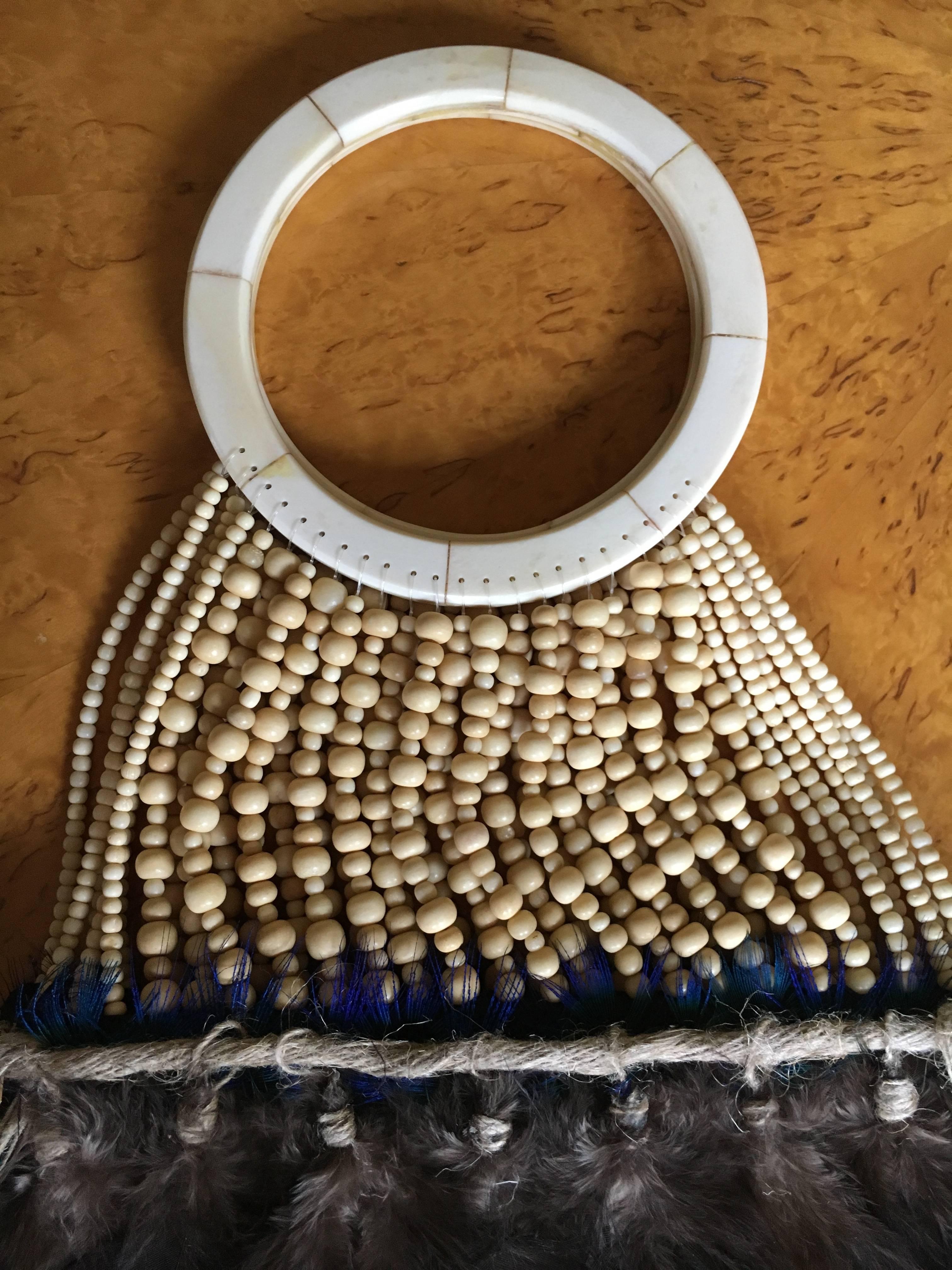 Alexander McQueen 2003 Exquisite Bead and Feather Handbag For Sale 4