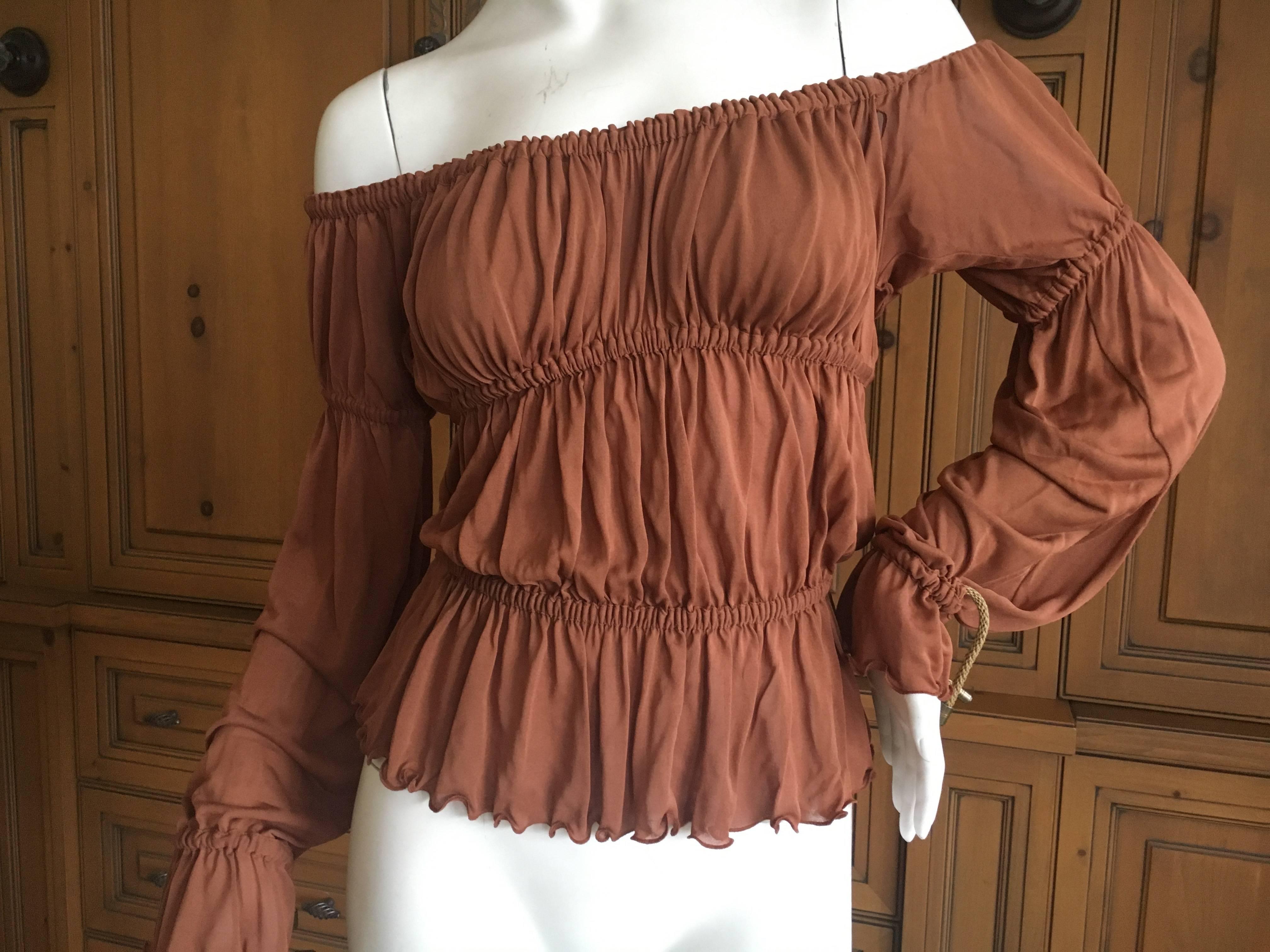 Yves Saint Laurent by Tom Ford Off the Shoulder Peasant Blouse In Excellent Condition In Cloverdale, CA