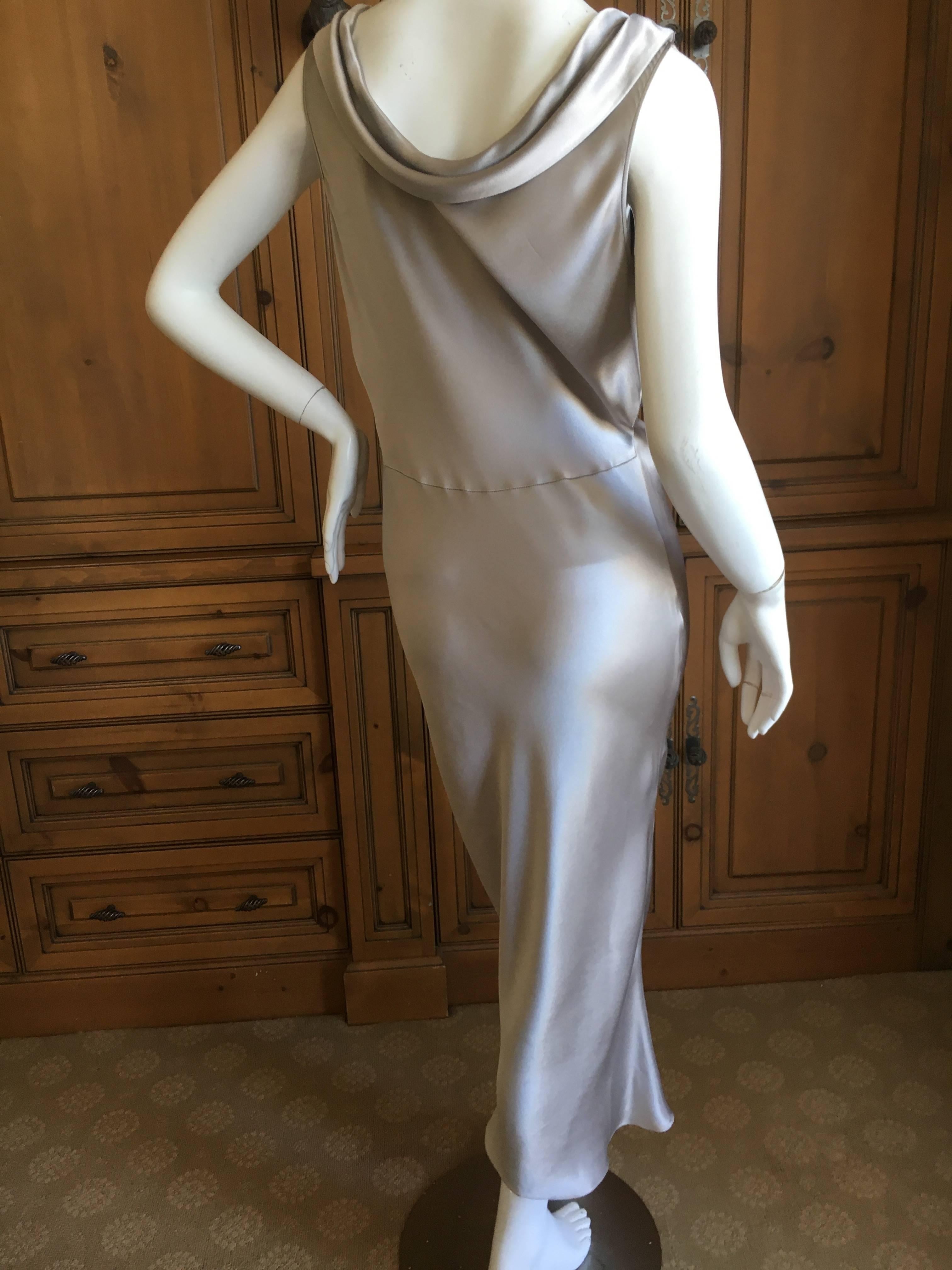 John Galliano Vintage Liquid Silver Dress with Crystal Accents Size 44 1