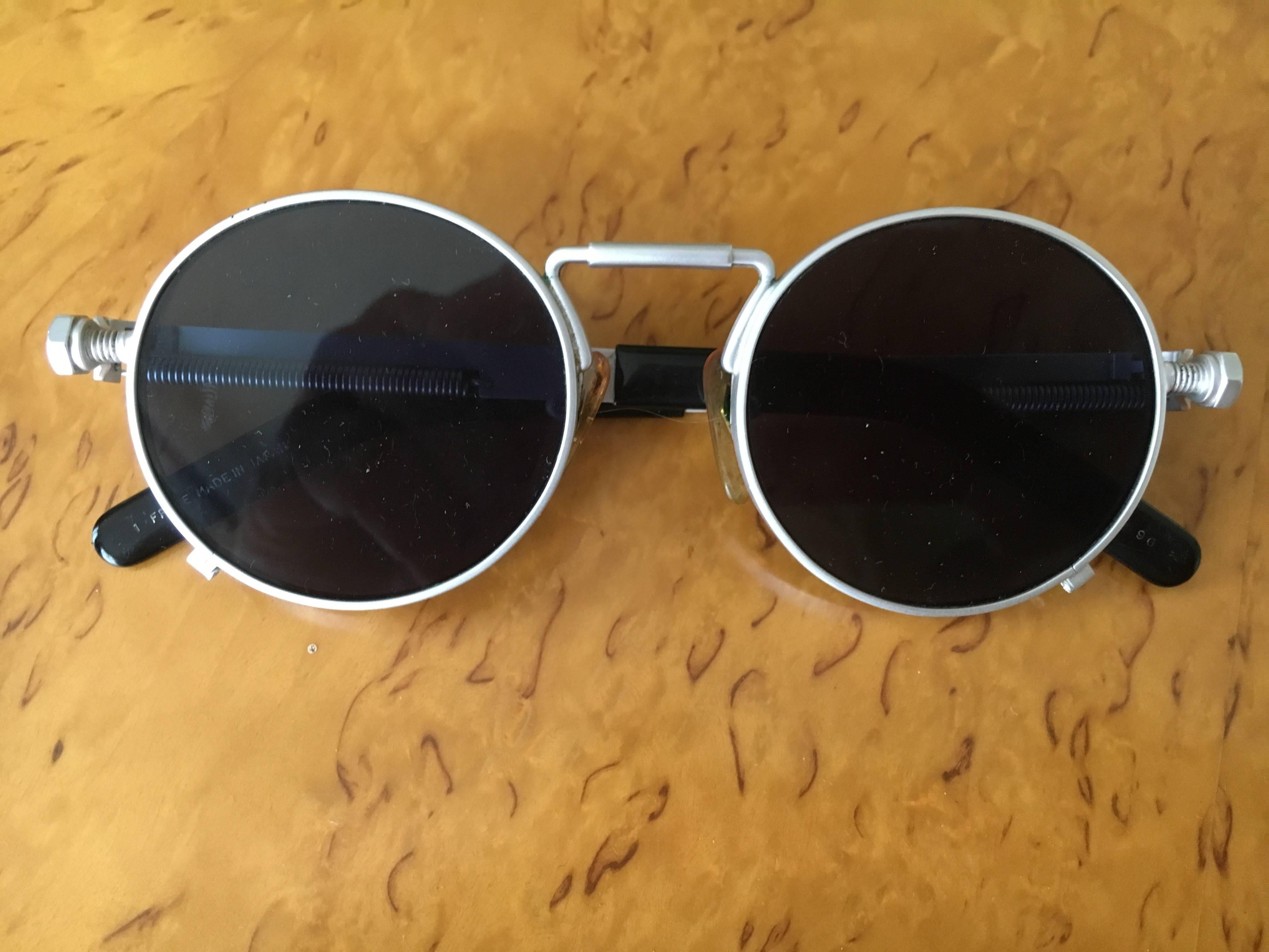 Jean Paul Gaultier Matte Silver Round Sunglasses 56-8171 Japan with  Case For Sale 1