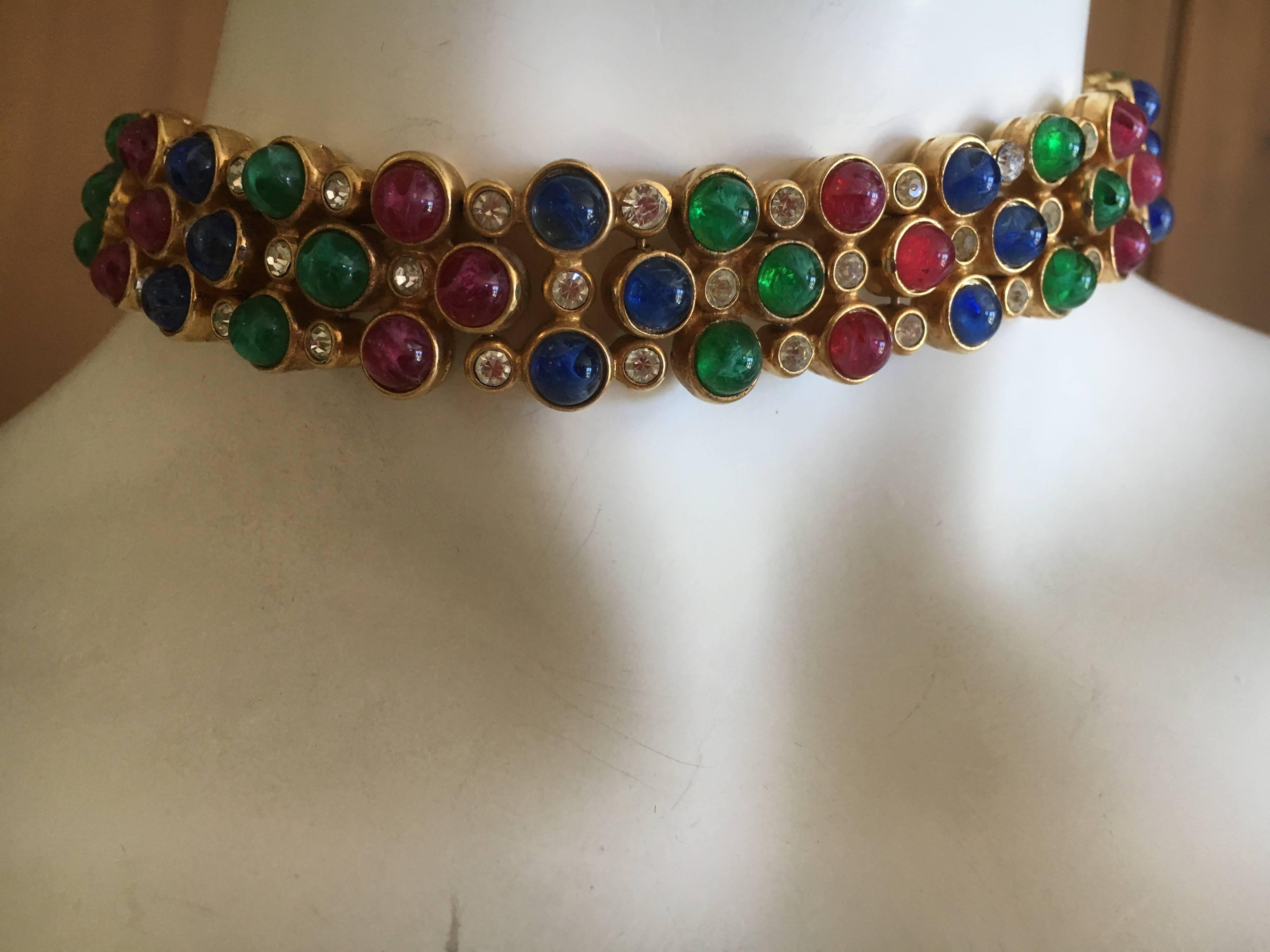 Christian Dior 1960's Tutti Fruity Cabochon Choker from Grosse Germany For Sale 2