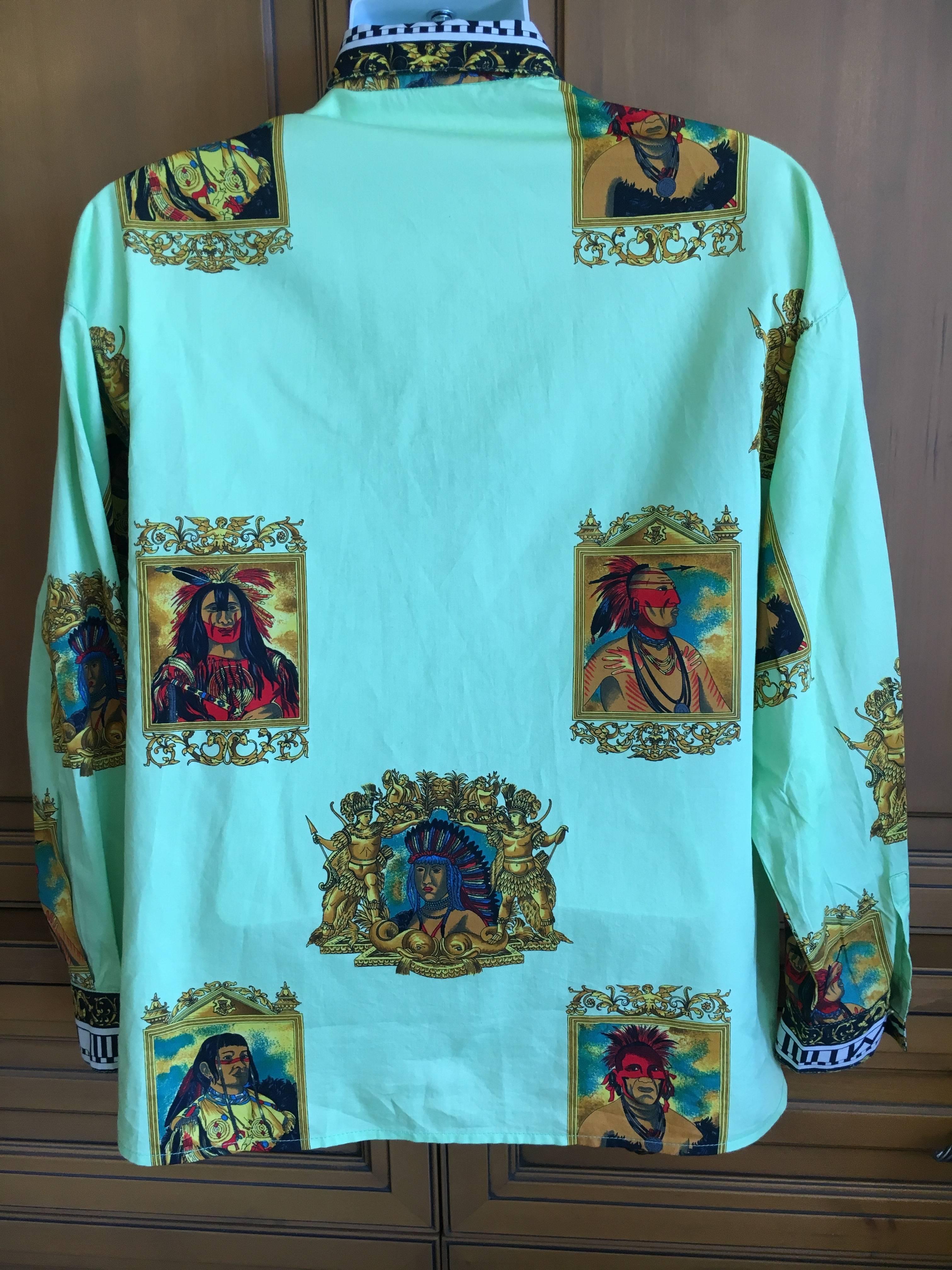 Versus Gianni Versace Rare1993 Cotton Indian Print Men's Large Shirt  5