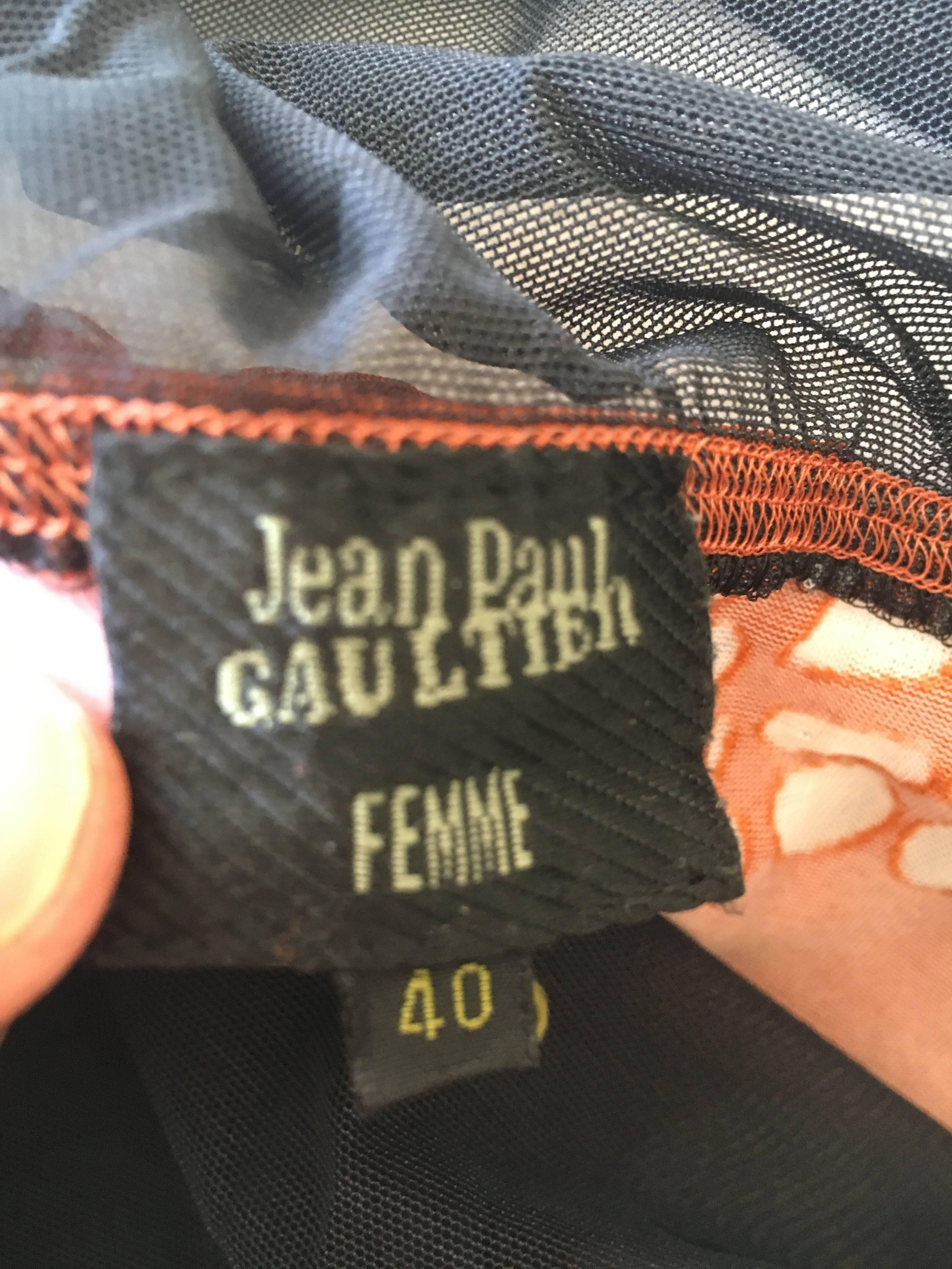 Jean Paul Gaultier Femme Vintage Sheer Maori Tattoo Skirt or Dress For Sale 1