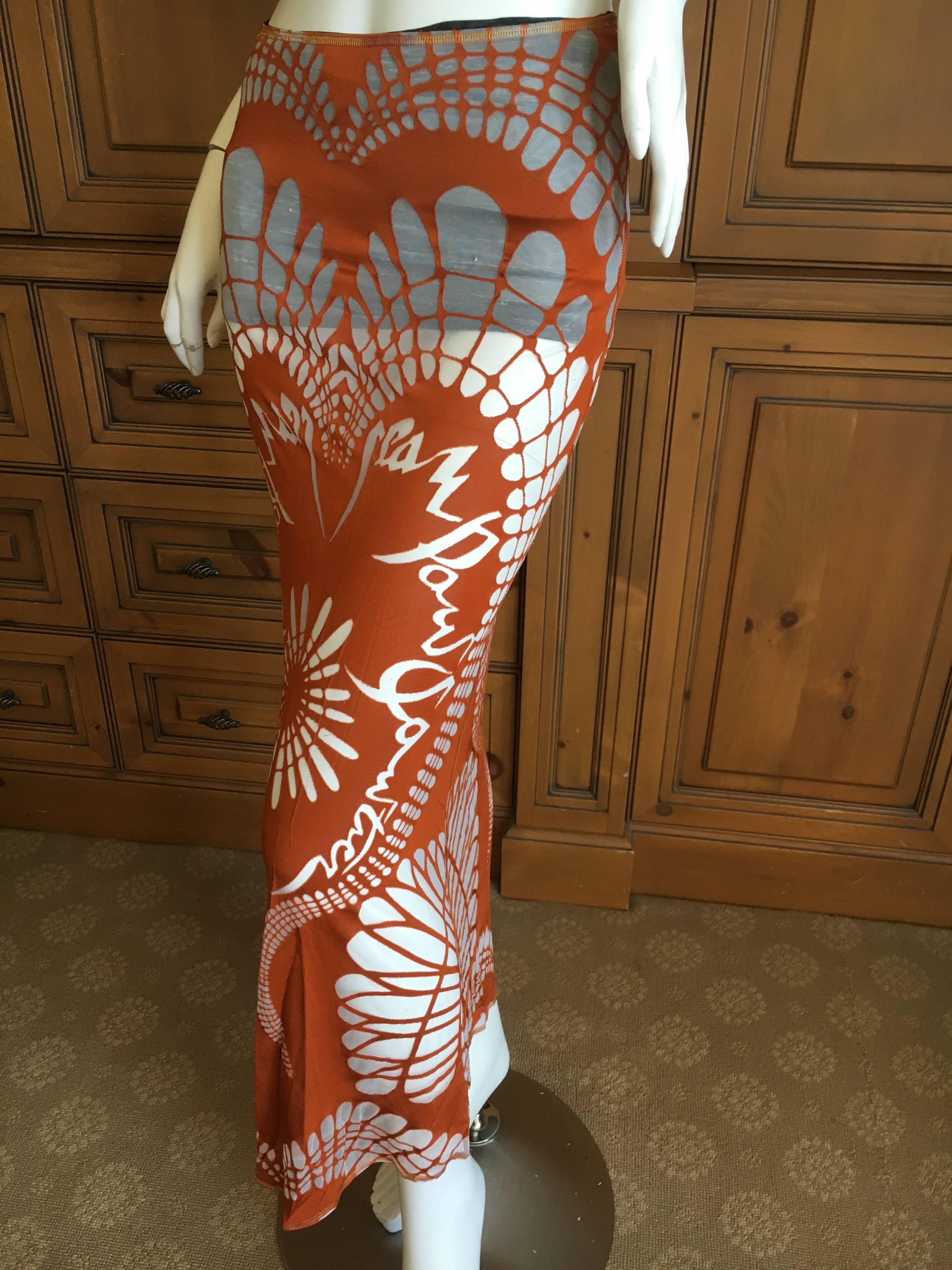 Brown Jean Paul Gaultier Femme Vintage Sheer Maori Tattoo Skirt or Dress For Sale