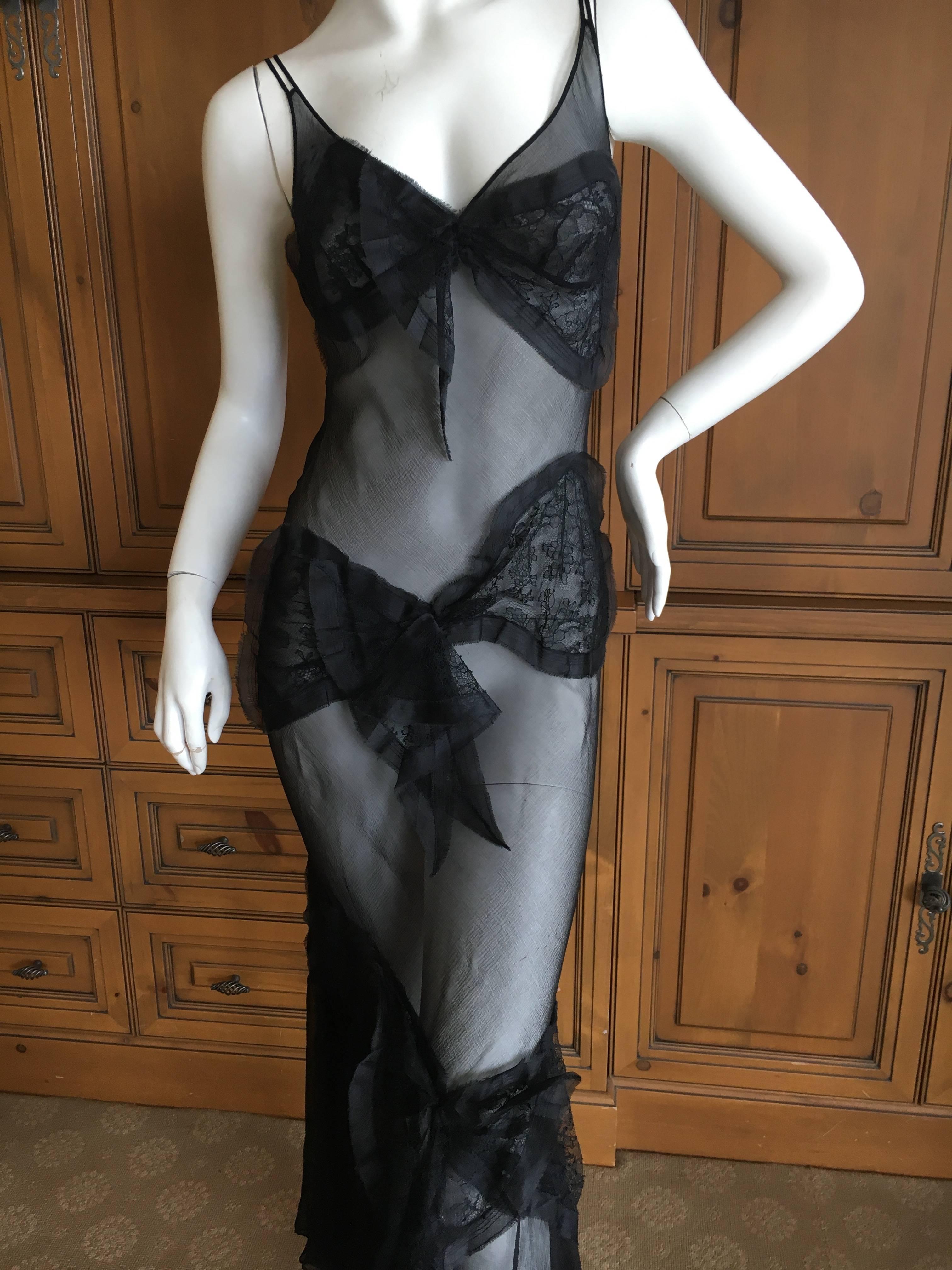 Moschino Sheer Black Dress with Lace Bow Accent's For Sale 1