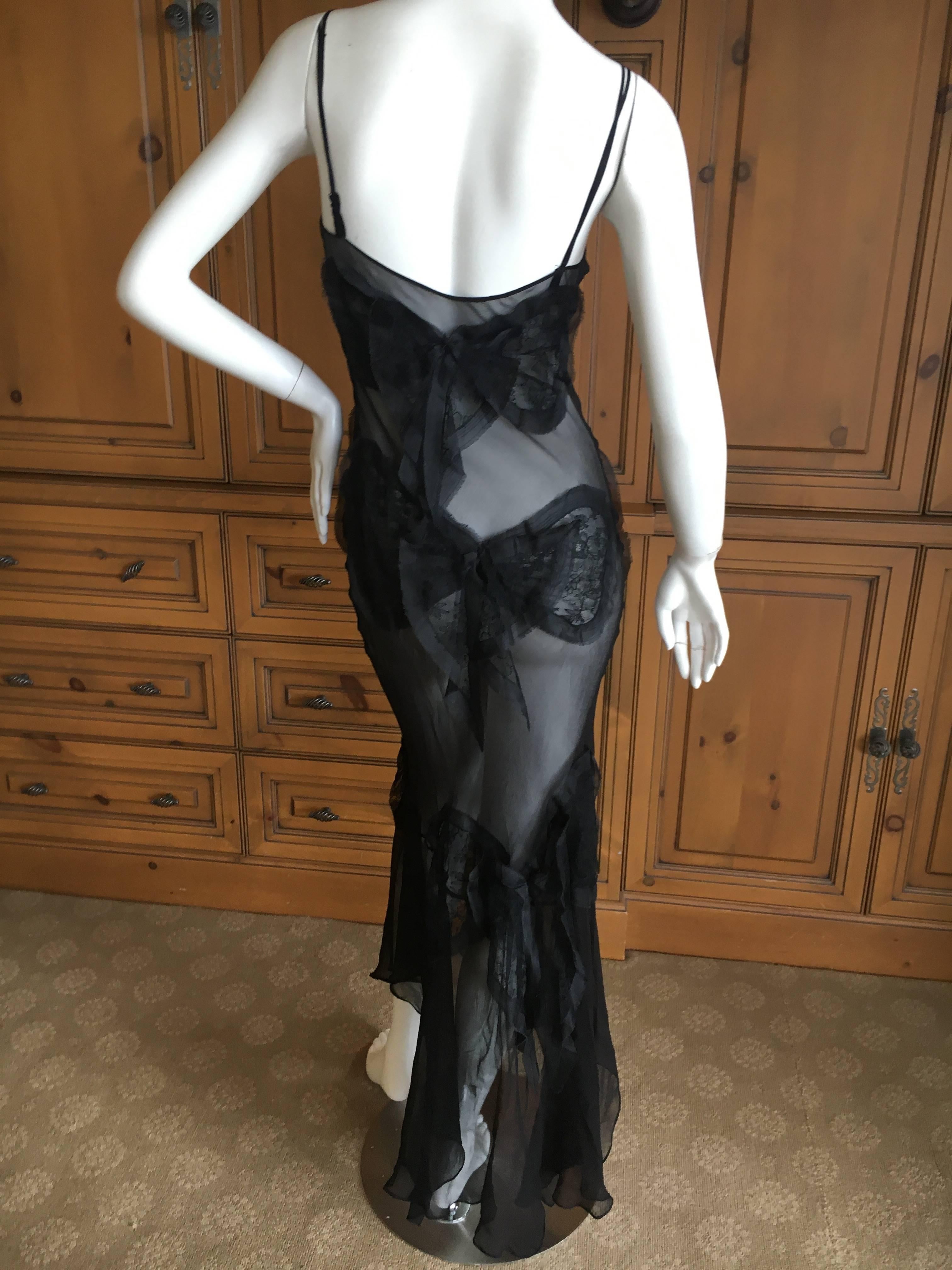 Women's Moschino Sheer Black Dress with Lace Bow Accent's For Sale