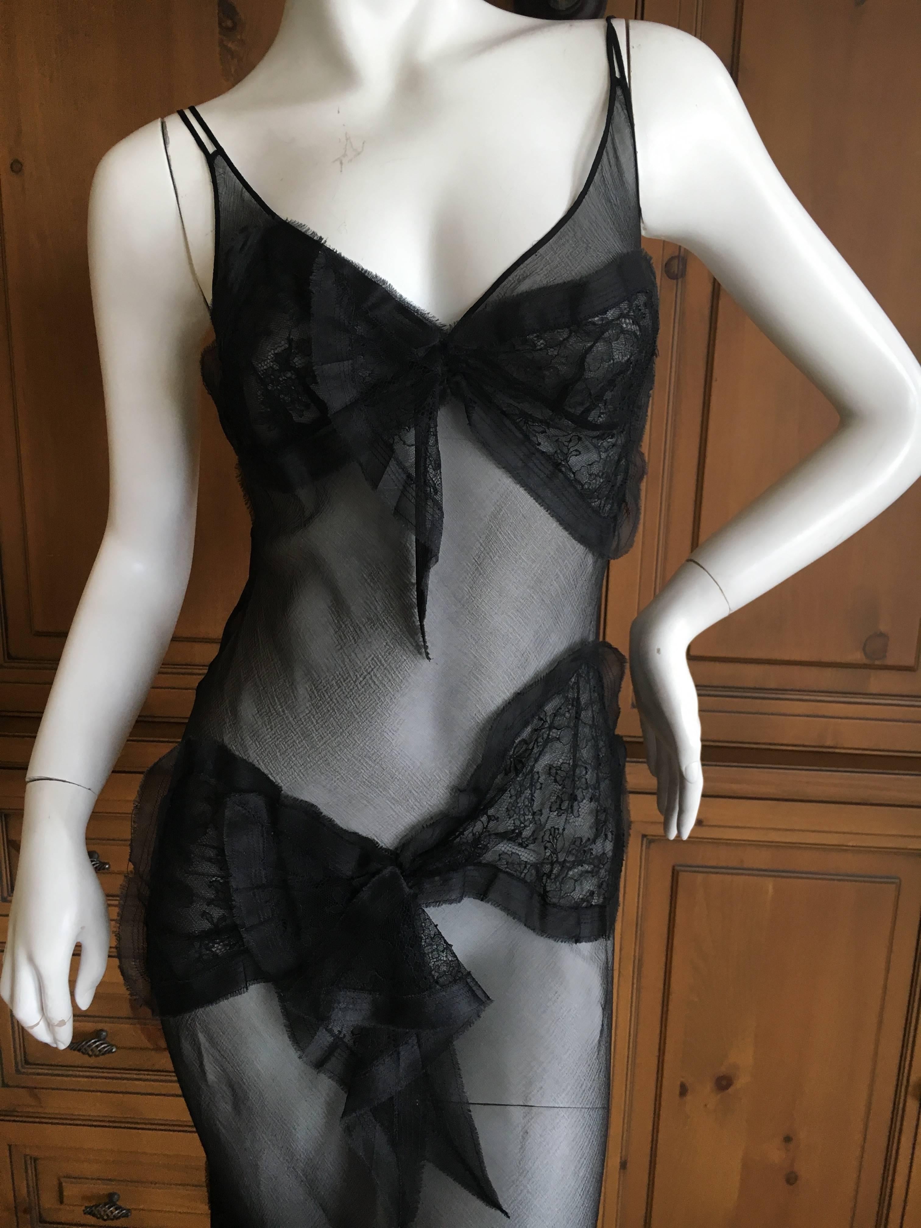 Moschino Sheer Black Dress with Lace Bow Accent's For Sale 3