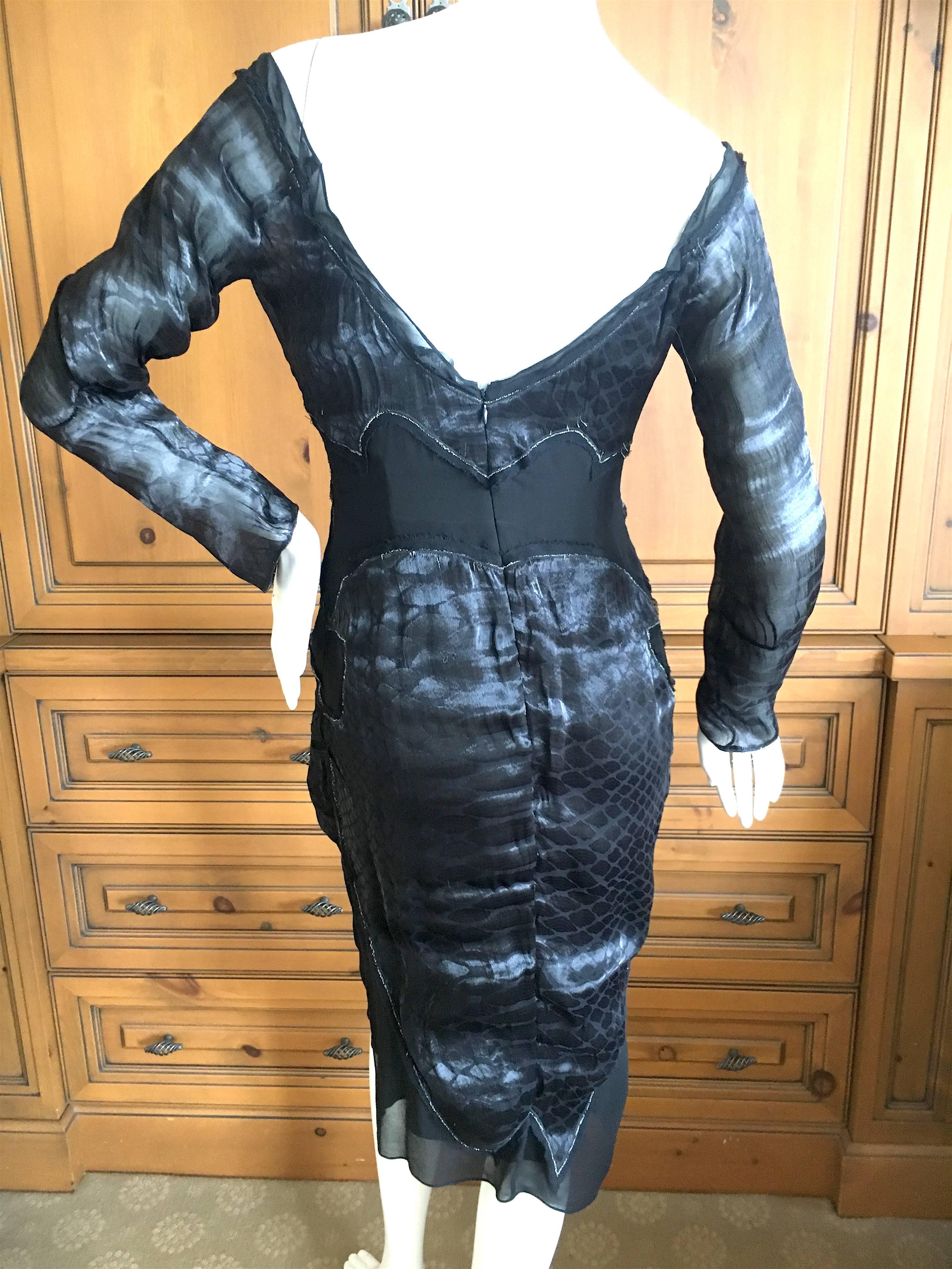 Yves Saint Laurent by Tom Ford Reptile Print Black Dress Fall 2004 For Sale 2