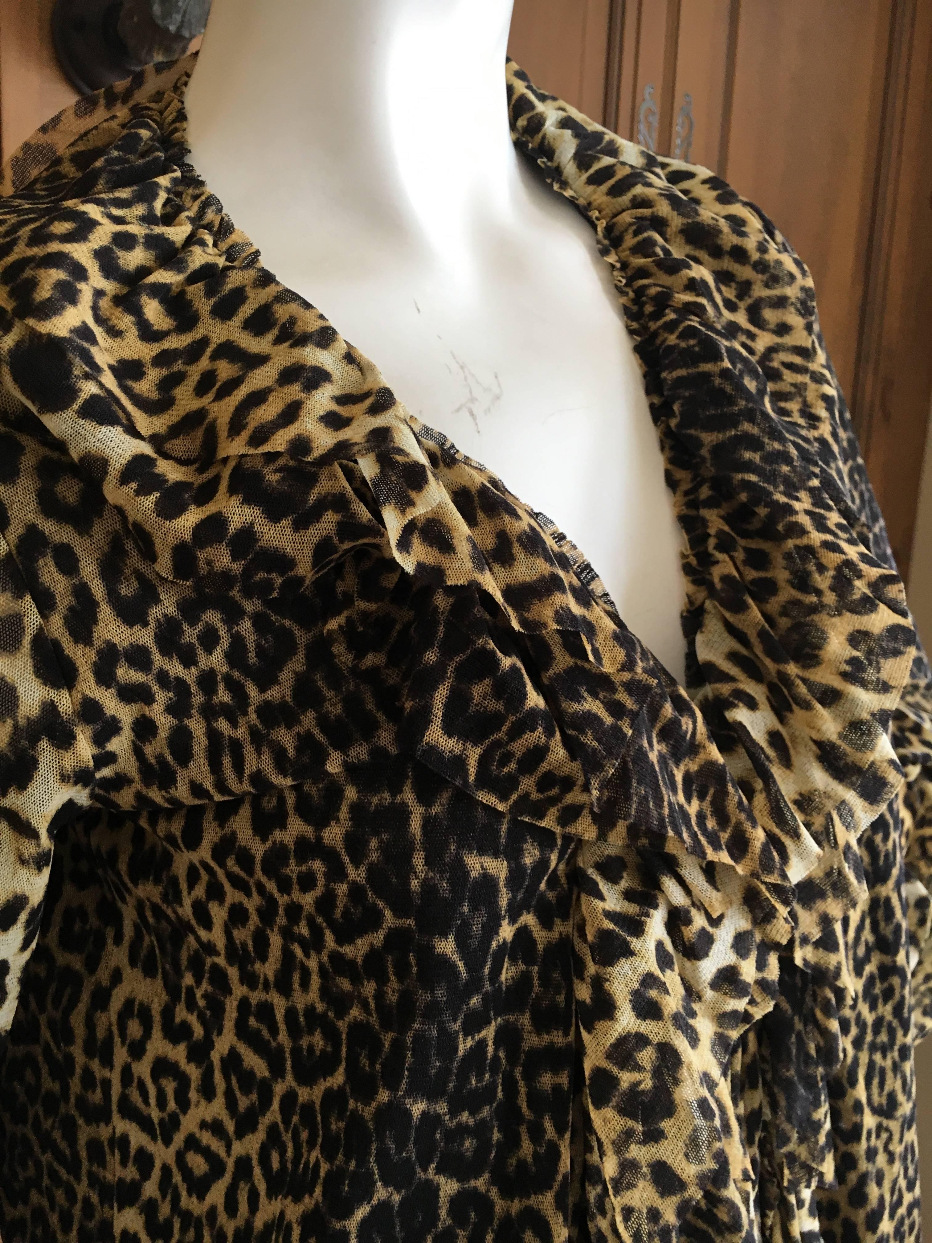 Jean Paul Gaultier Soleil Vintage Ruffle Front Leopard Print Cardigan.
Size M
Bust 38