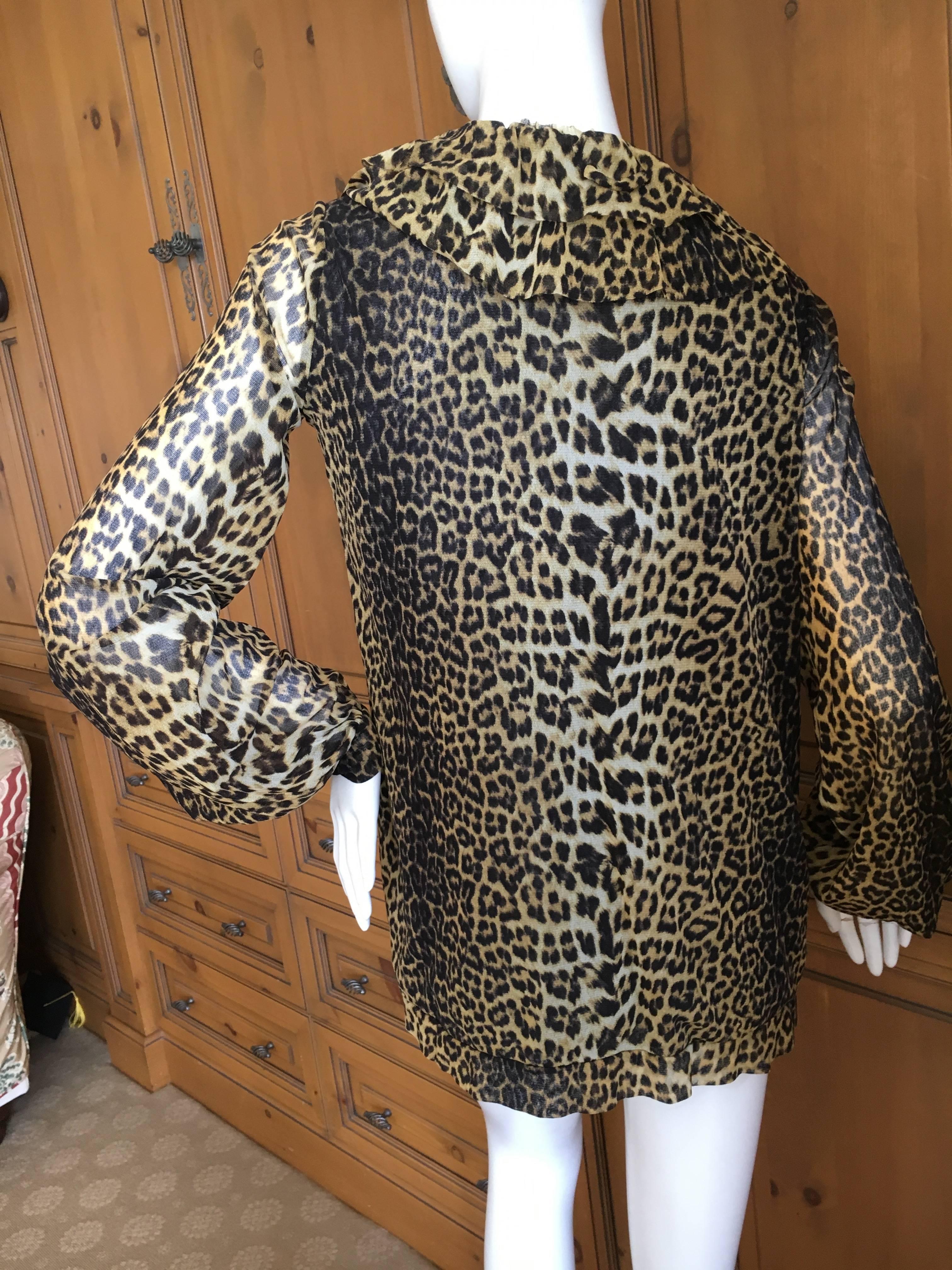 Women's Jean Paul Gaultier Soleil Vintage Ruffle Front Leopard Print Cardigan For Sale
