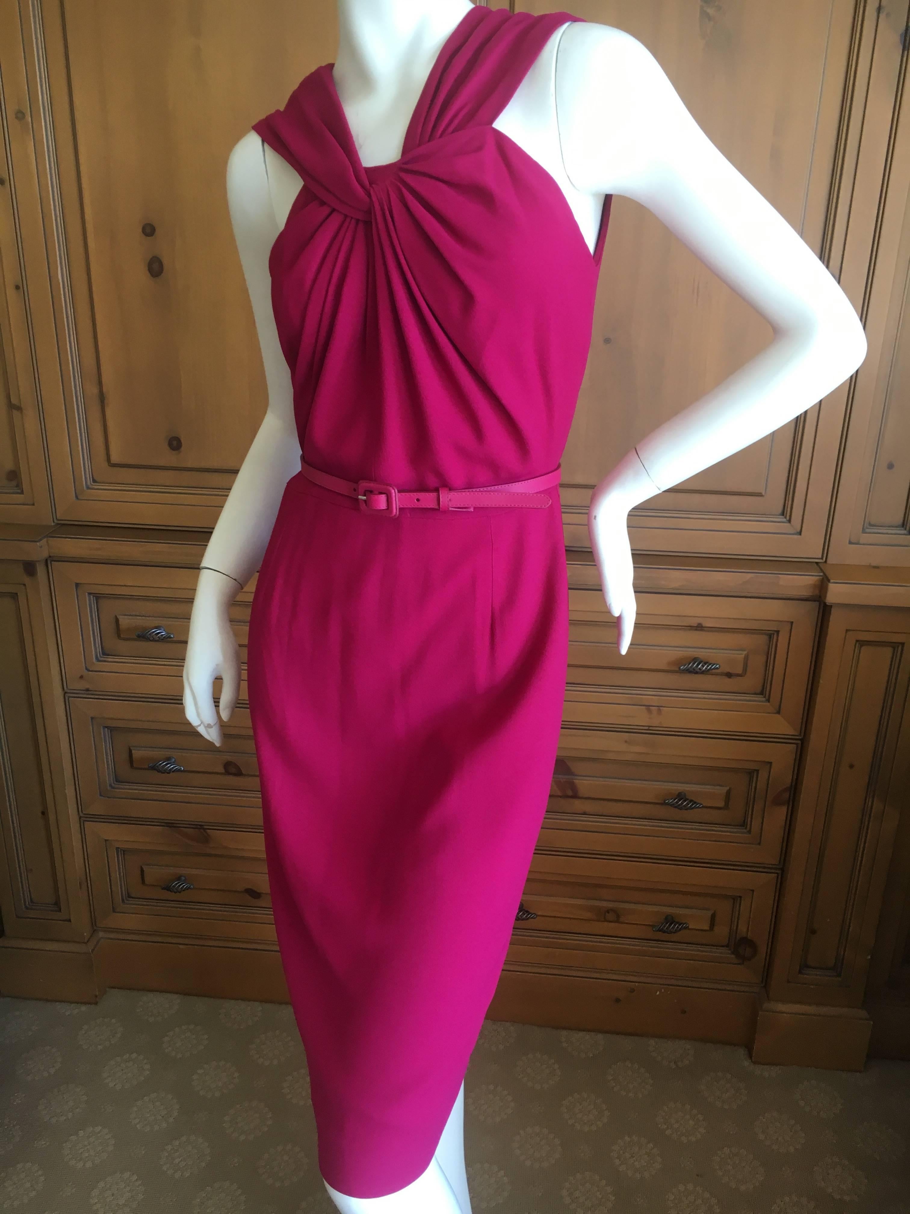 Red Christian Dior by John Galliano Fuscia Belted Day Dress For Sale