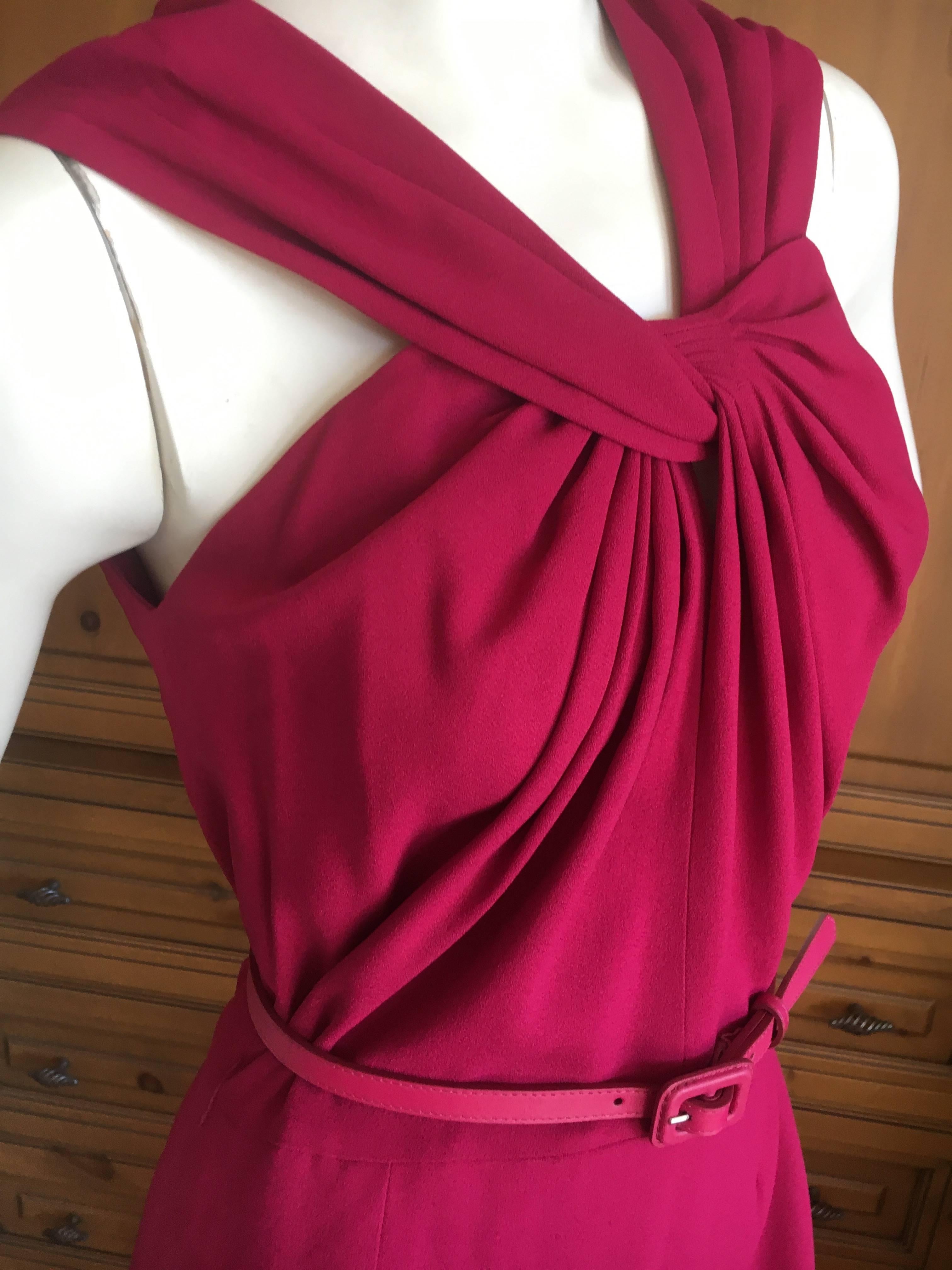 Christian Dior by John Galliano Fuscia Belted Day Dress In Excellent Condition For Sale In Cloverdale, CA