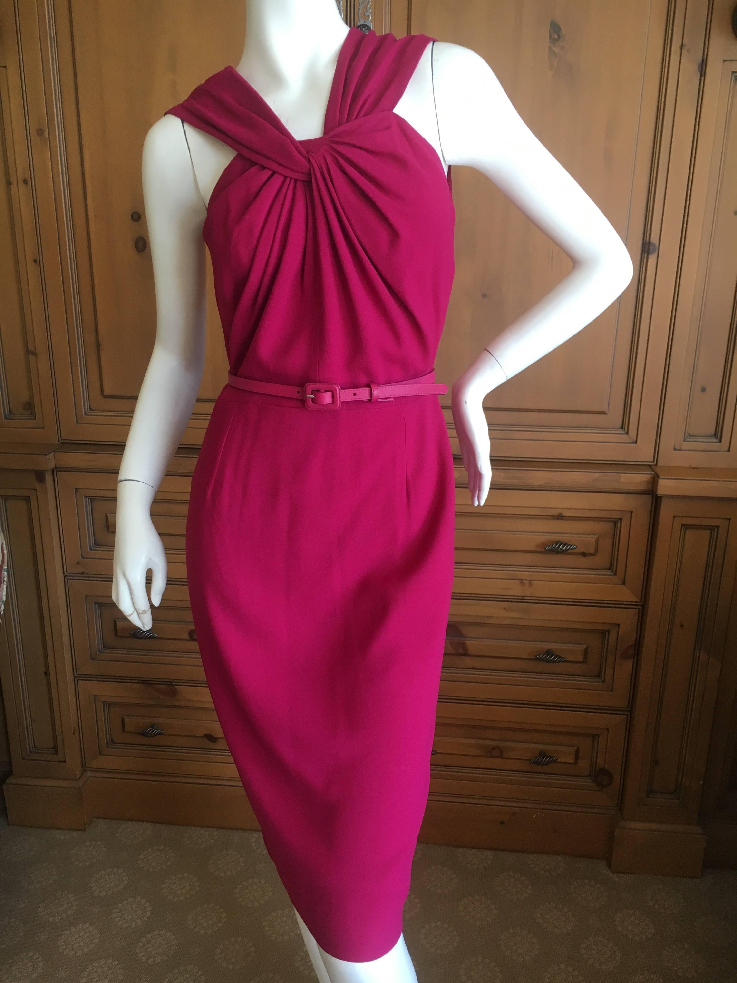 Christian Dior by John Galliano Fuscia Belted Day Dress For Sale 3