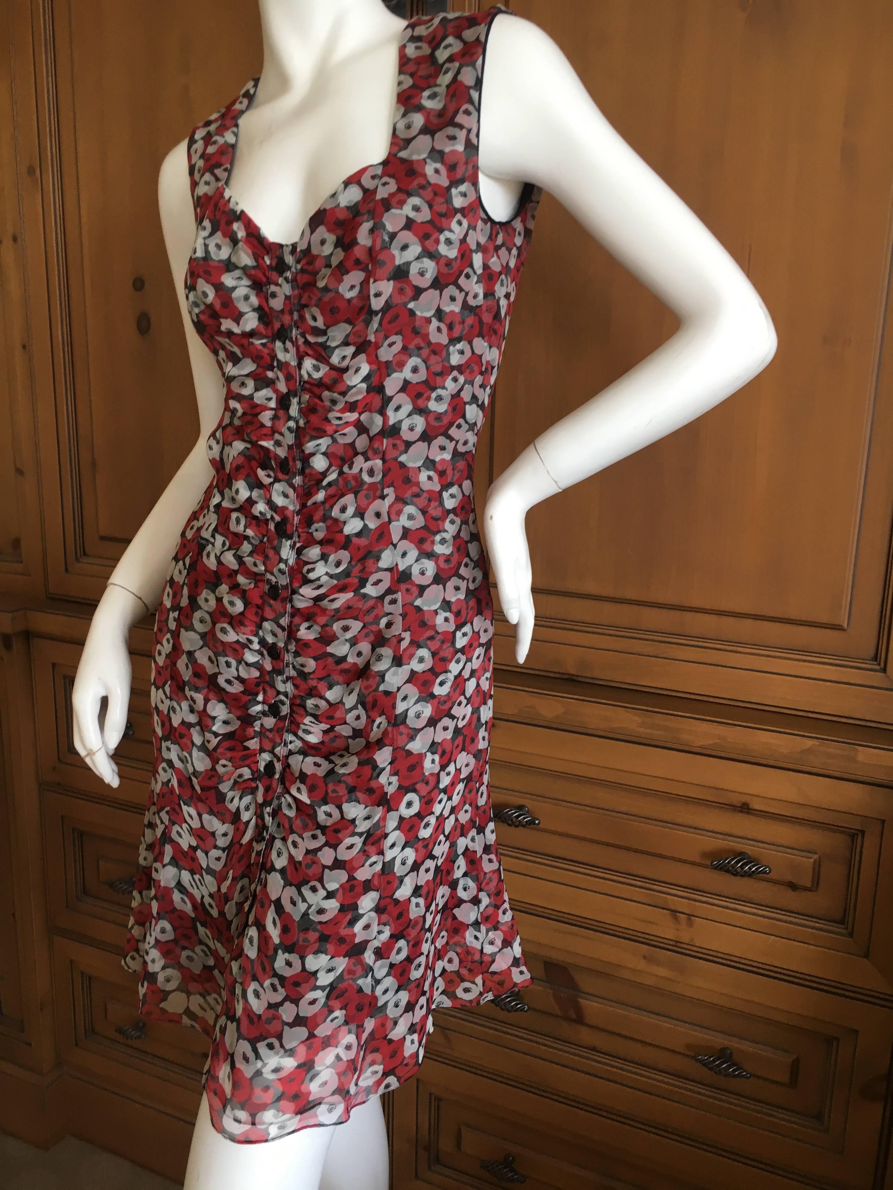 Women's Yves Saint Laurent Rive Gauche Poppy Print Sun Dress
