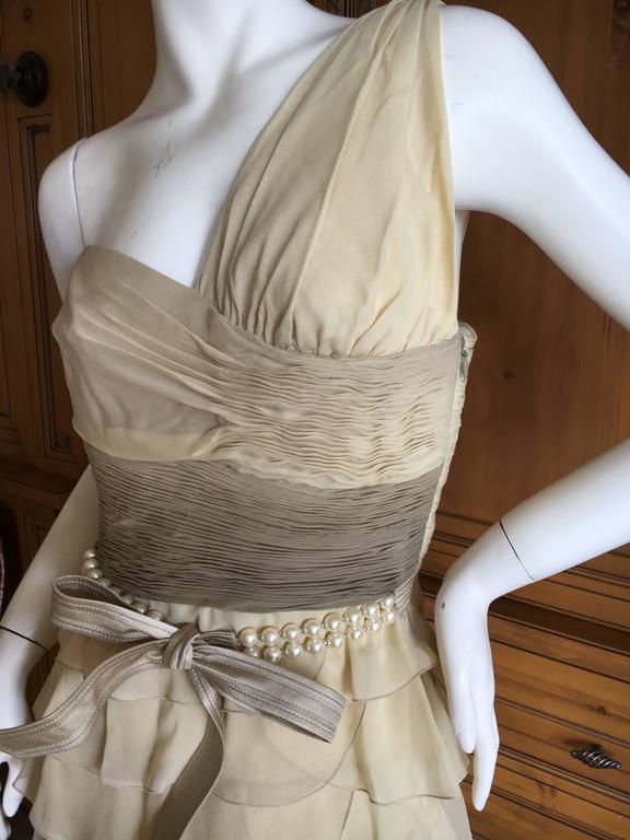 Valentino Vintage One Shoulder Ombre Plisse Silk Evening Dress with ...