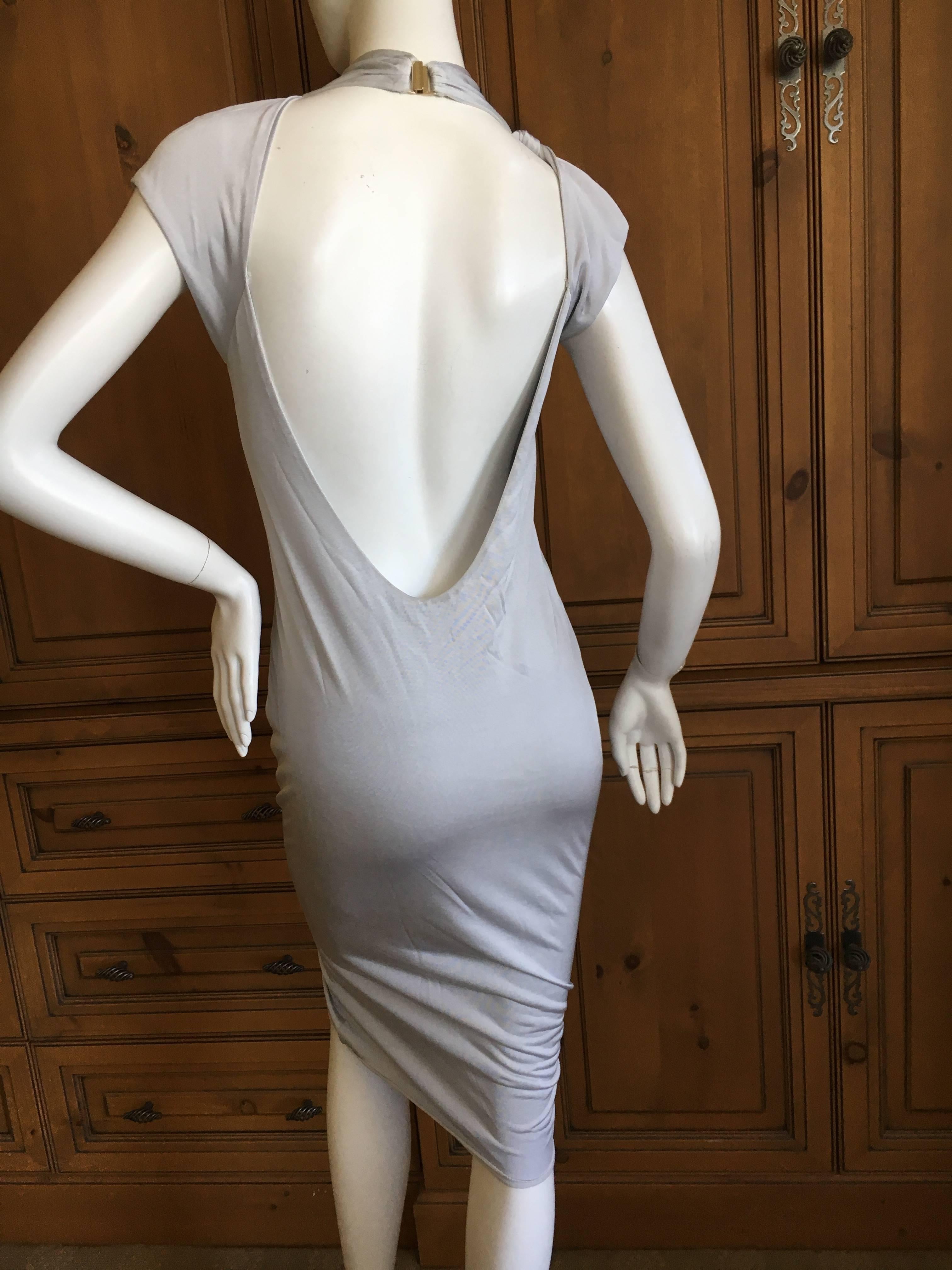 Gucci by Tom Ford Silver Backless Keyhole Dress For Sale 3