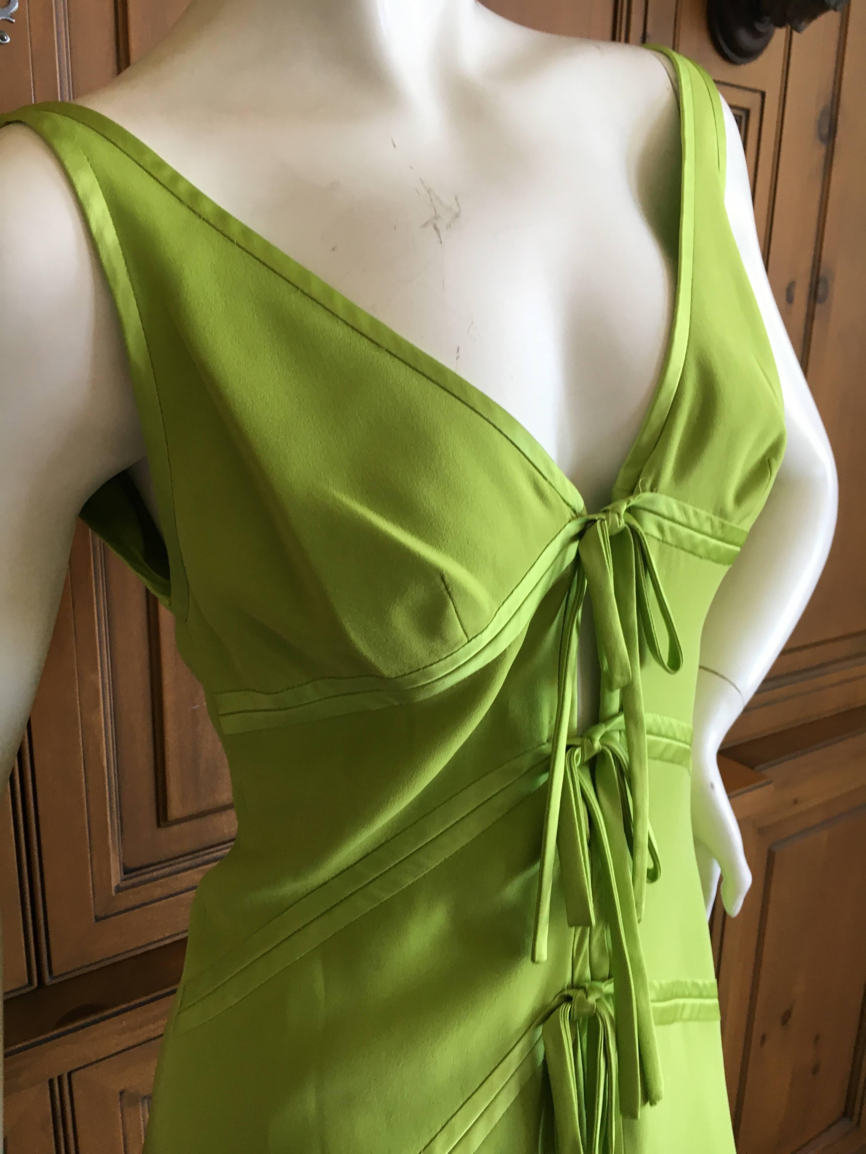 Valentino Vintage Green Silk Cocktail Dress with Peek a Boo Keyhole Details For Sale 1