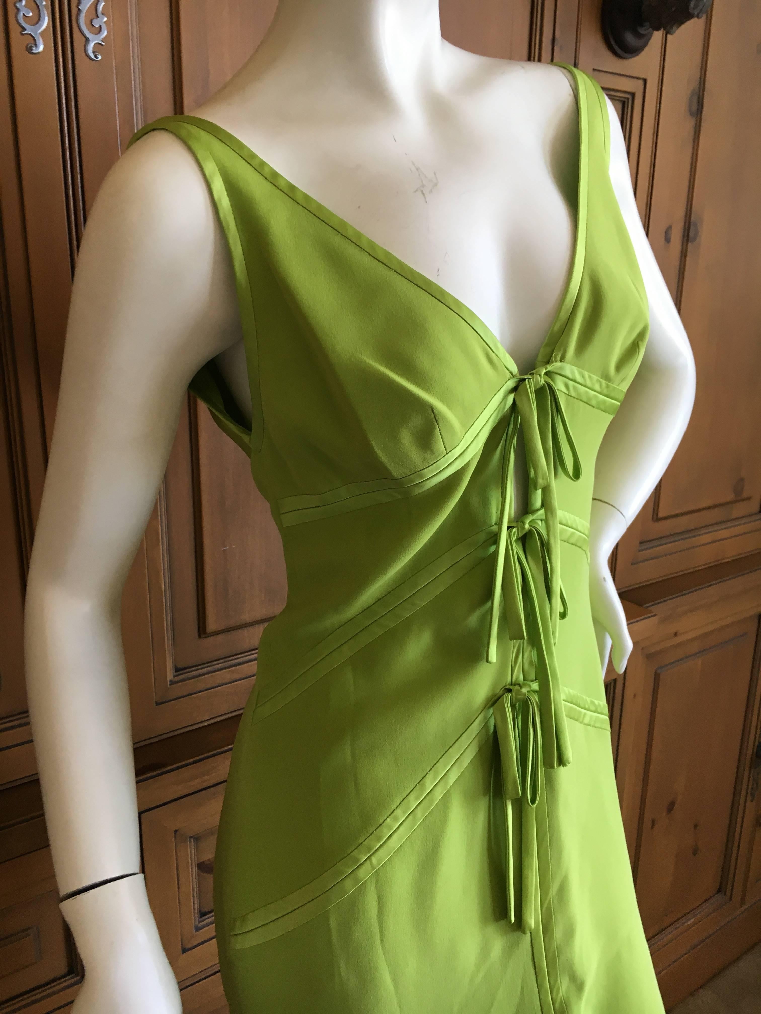 Valentino Vintage Green Silk Cocktail Dress with Peek a Boo Keyhole Details For Sale 2