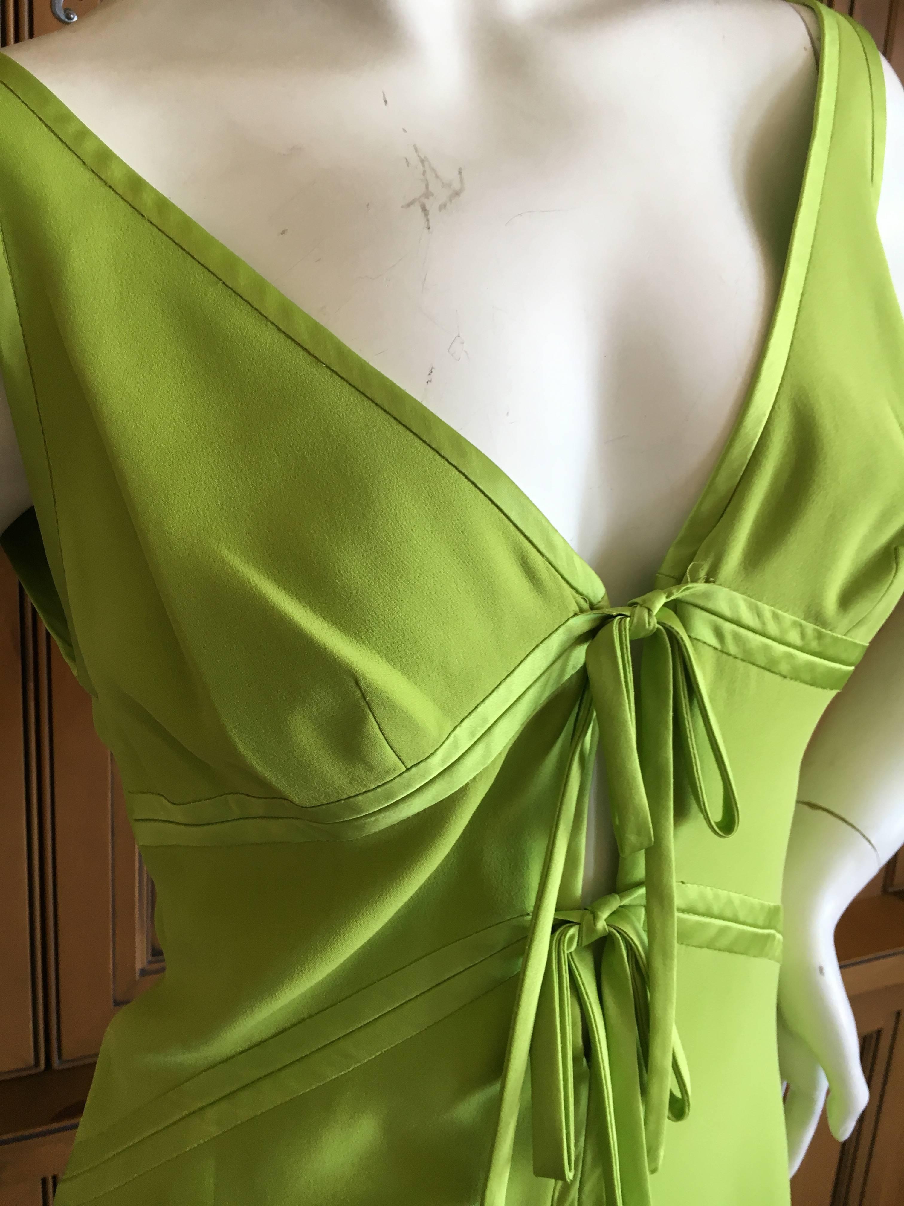 Valentino Vintage Green Silk Cocktail Dress with Peek a Boo Keyhole Details For Sale 5