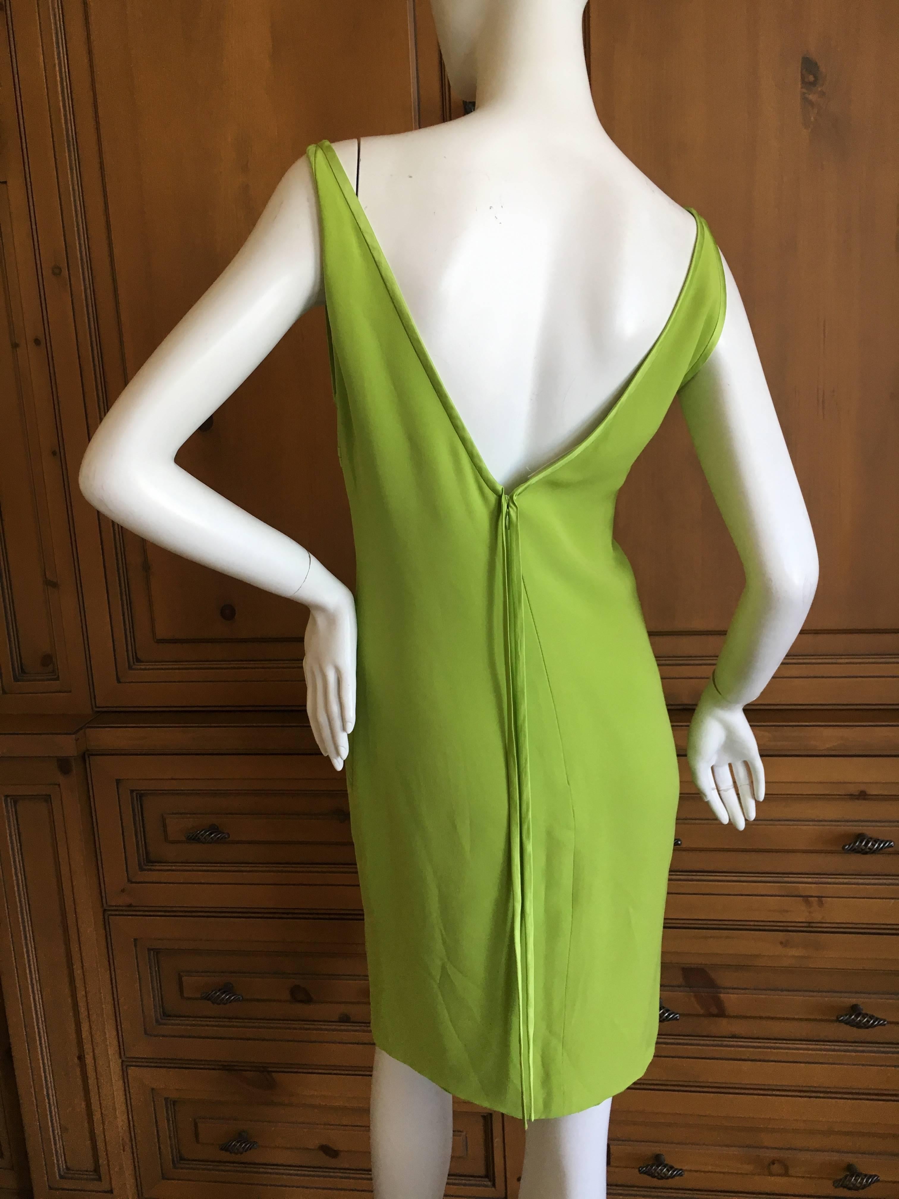 Valentino Vintage Green Silk Cocktail Dress with Peek a Boo Keyhole Details For Sale 6