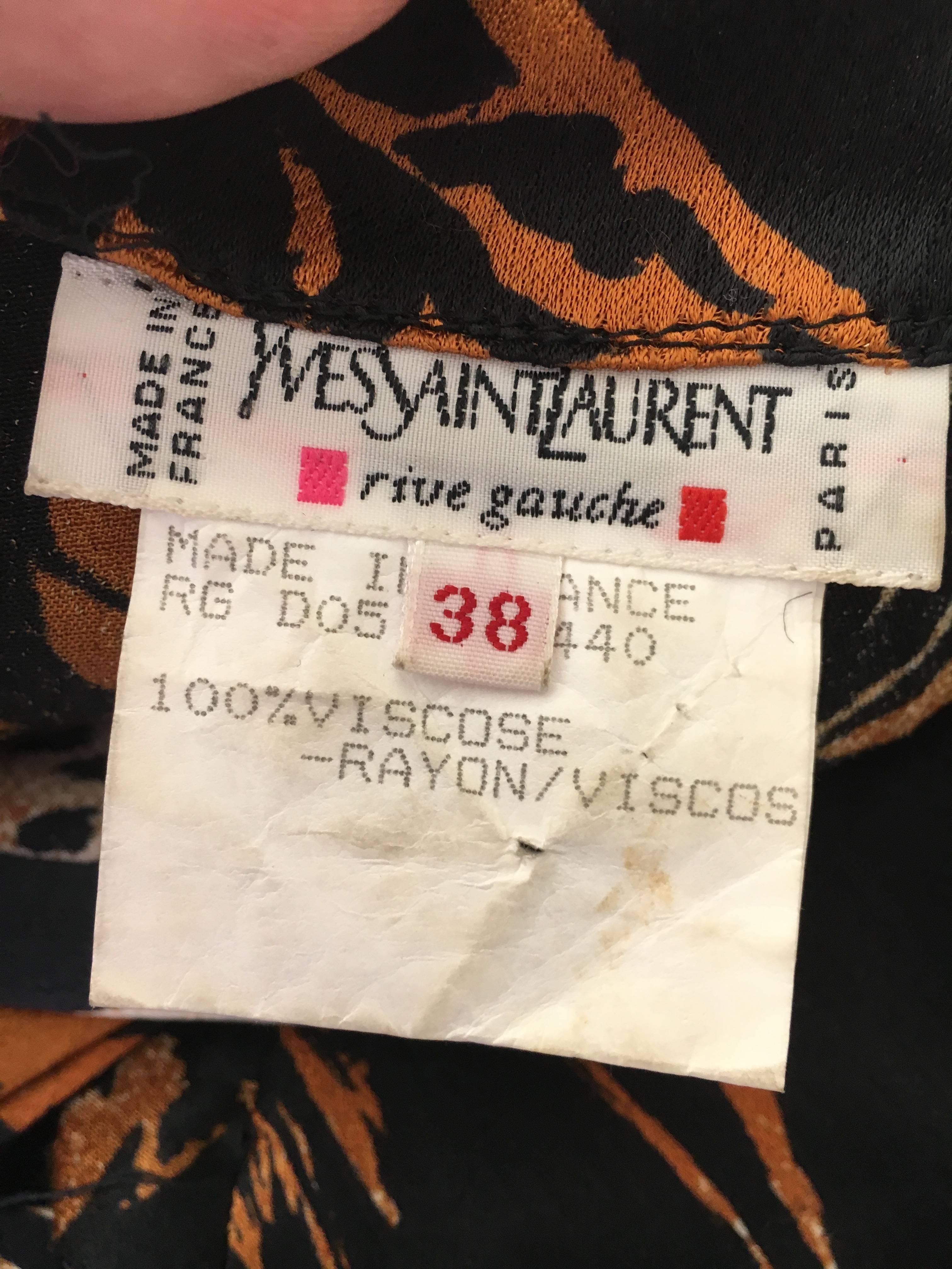 Yves Saint Laurent Rive Gauche Vintage 1980's Tiger and Leopard Print Long Dress 5