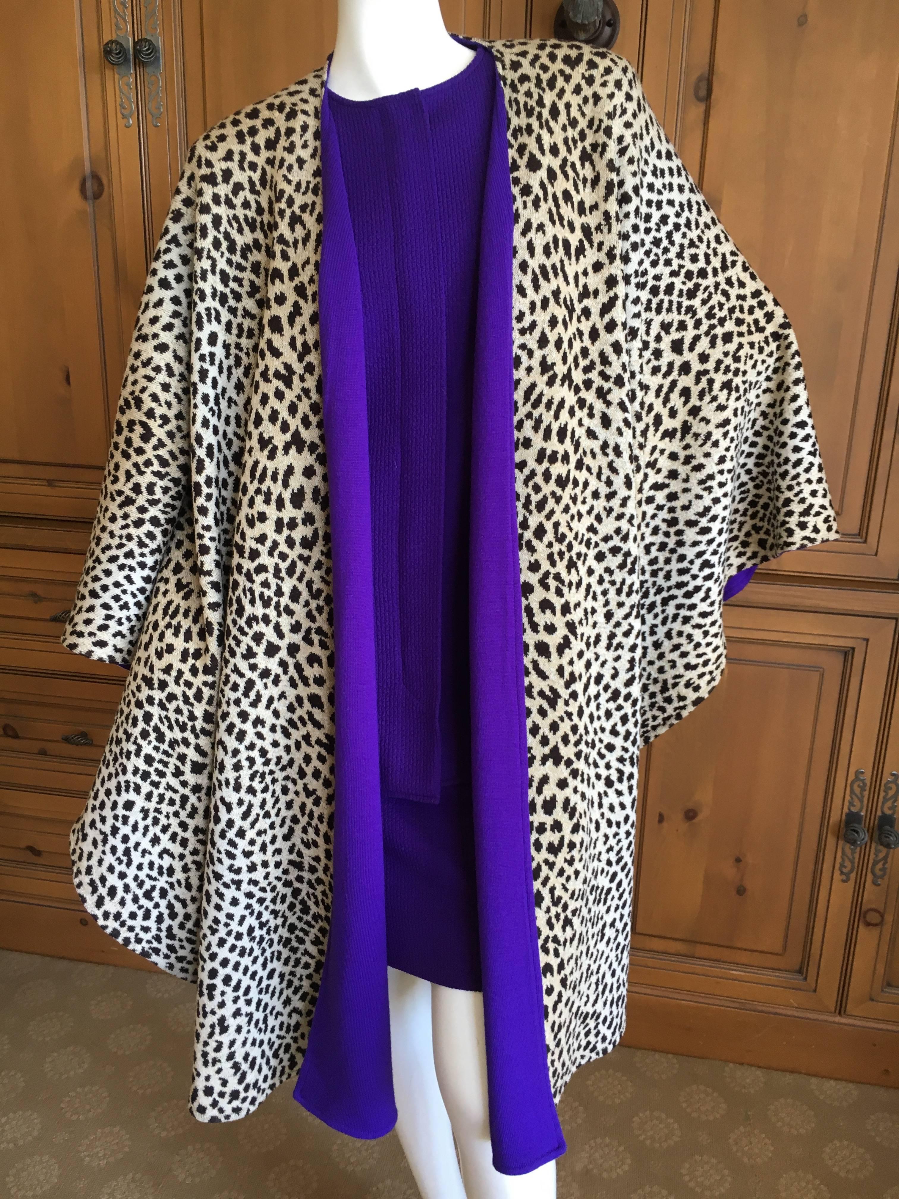 Valentino Vintage 1980's Purple Three Piece Suit with Leopard Trim For Sale 4