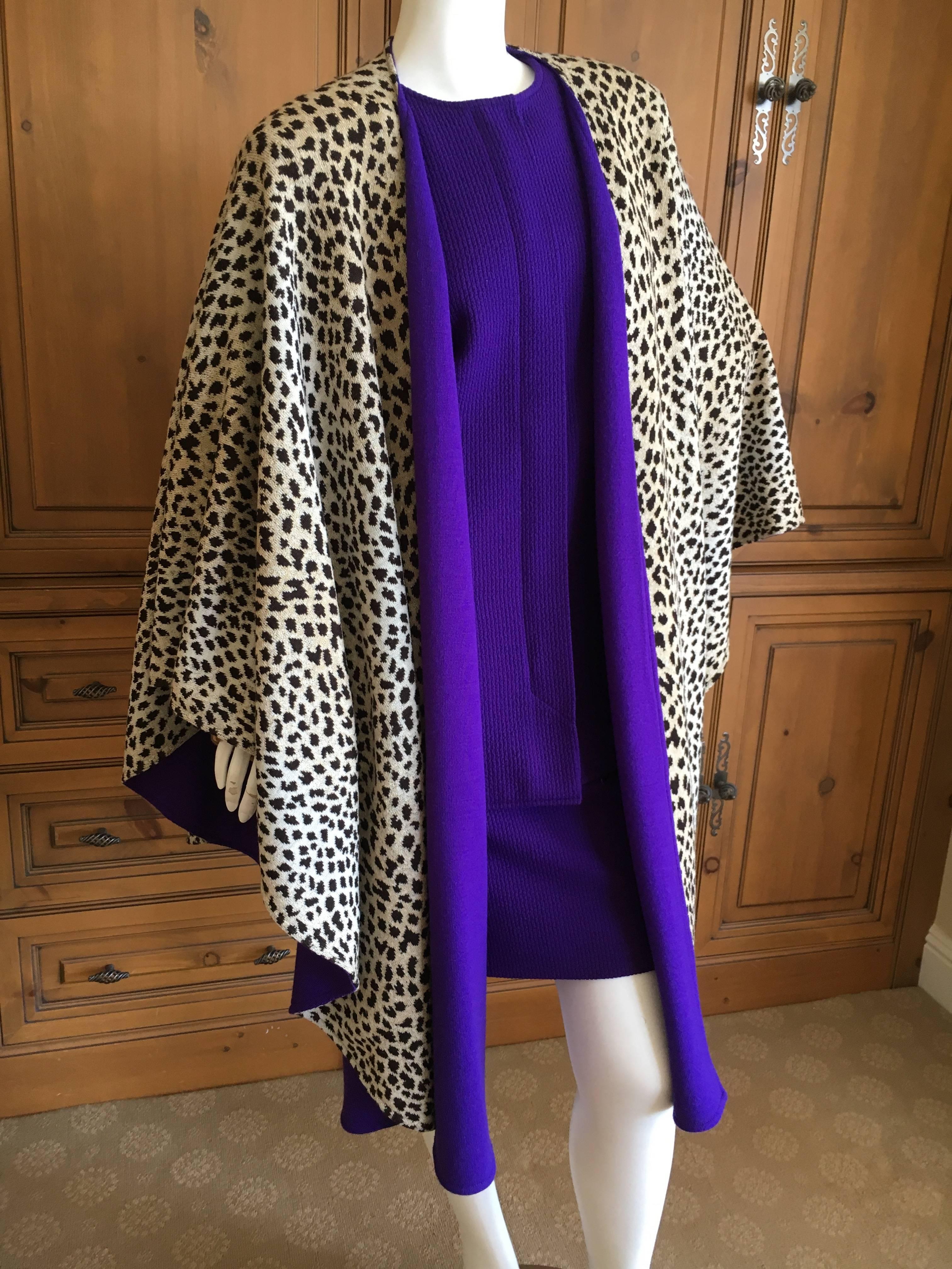 Valentino Vintage 1980's Purple Three Piece Suit with Leopard Trim For Sale 5