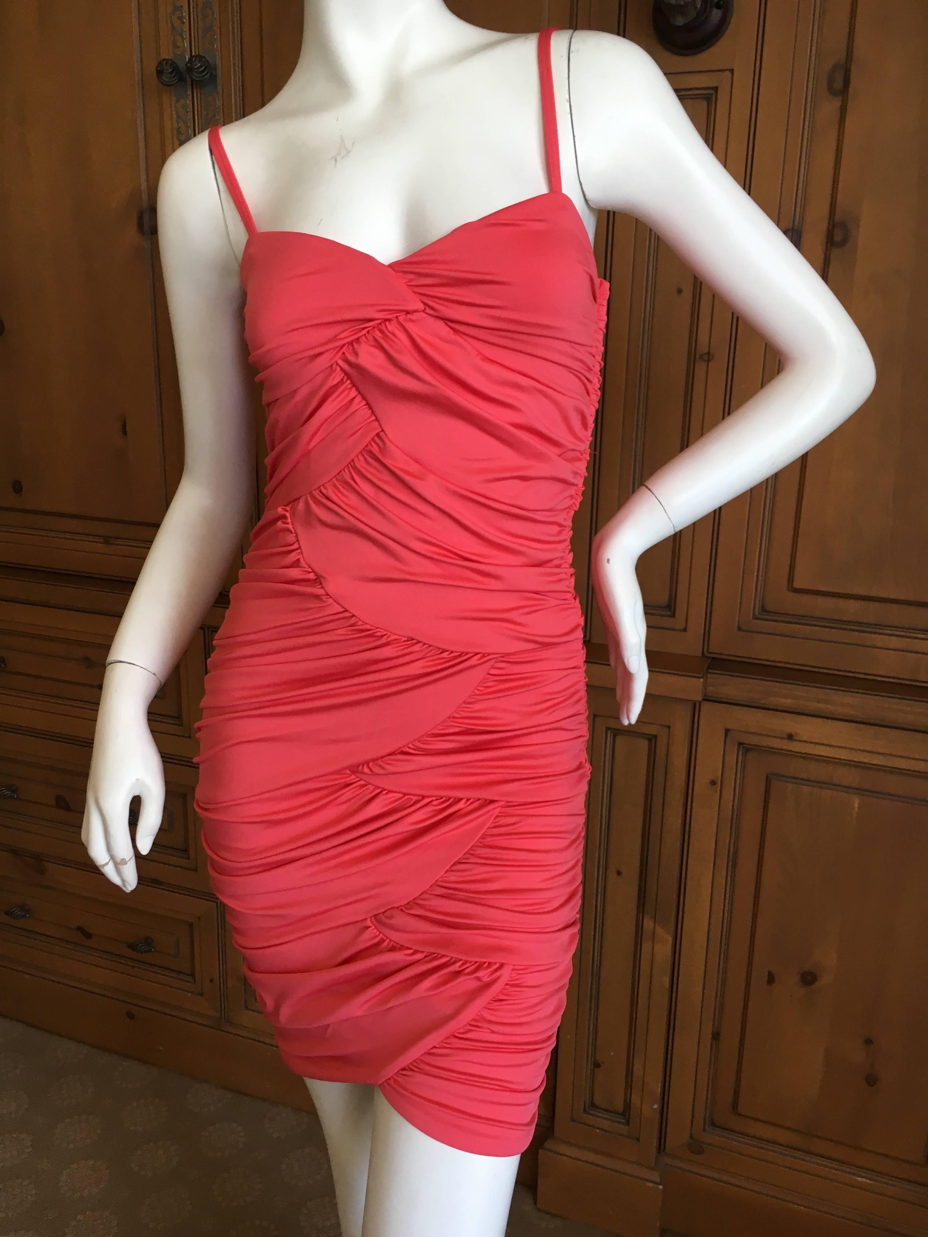 Versace Jeans Couture Sexy Vintage Salmon Pink Mini Dress 
 Bust 35" 
Waist 24"
 Hips 38"
 Length 34"
 Excellent condition