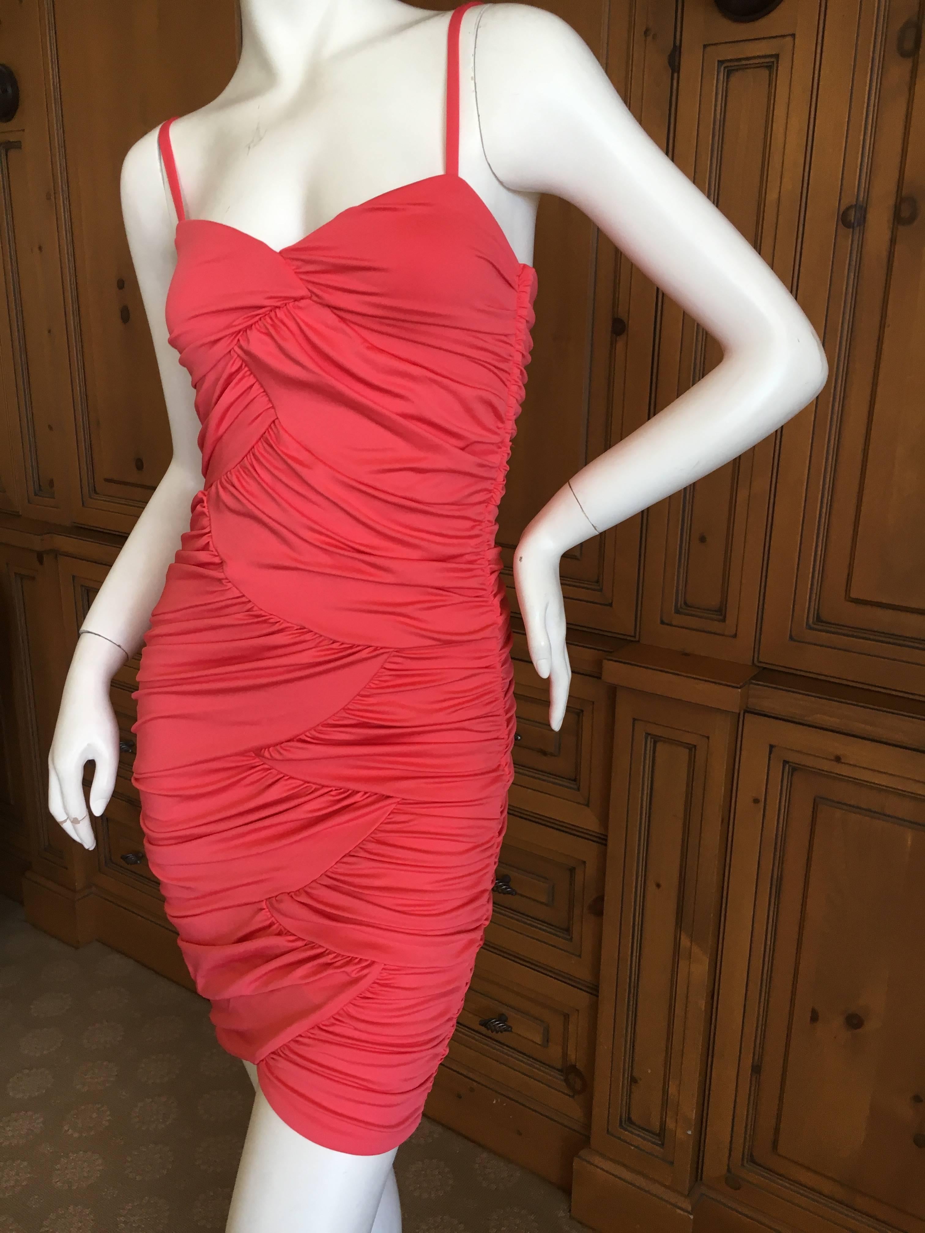 Versace Jeans Couture Vintage Salmon Pink Mini Dress  In Excellent Condition For Sale In Cloverdale, CA