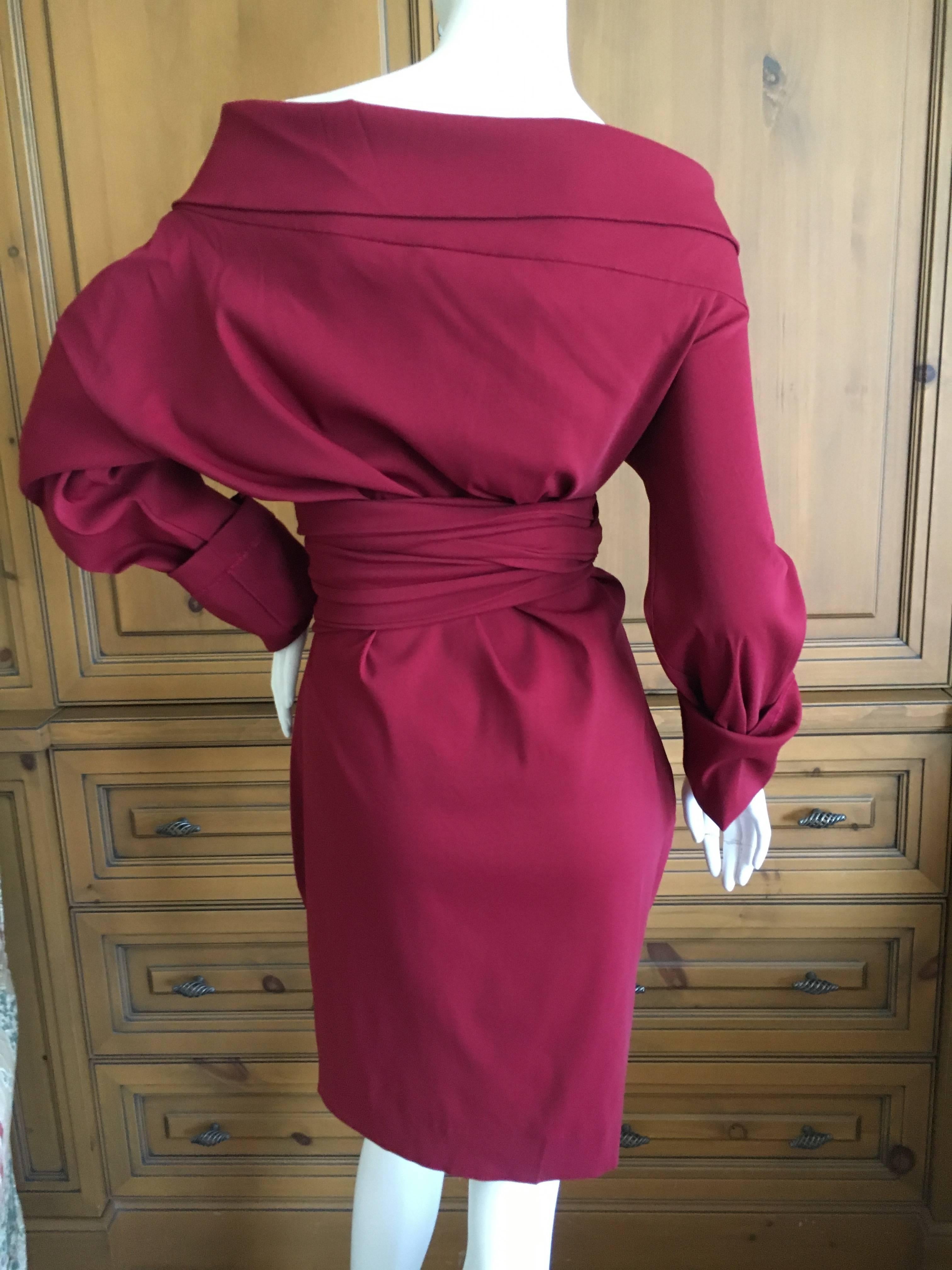 Romeo Gigli for Bergdorf Goodman Revealing Red Wrap Dress In Excellent Condition For Sale In Cloverdale, CA