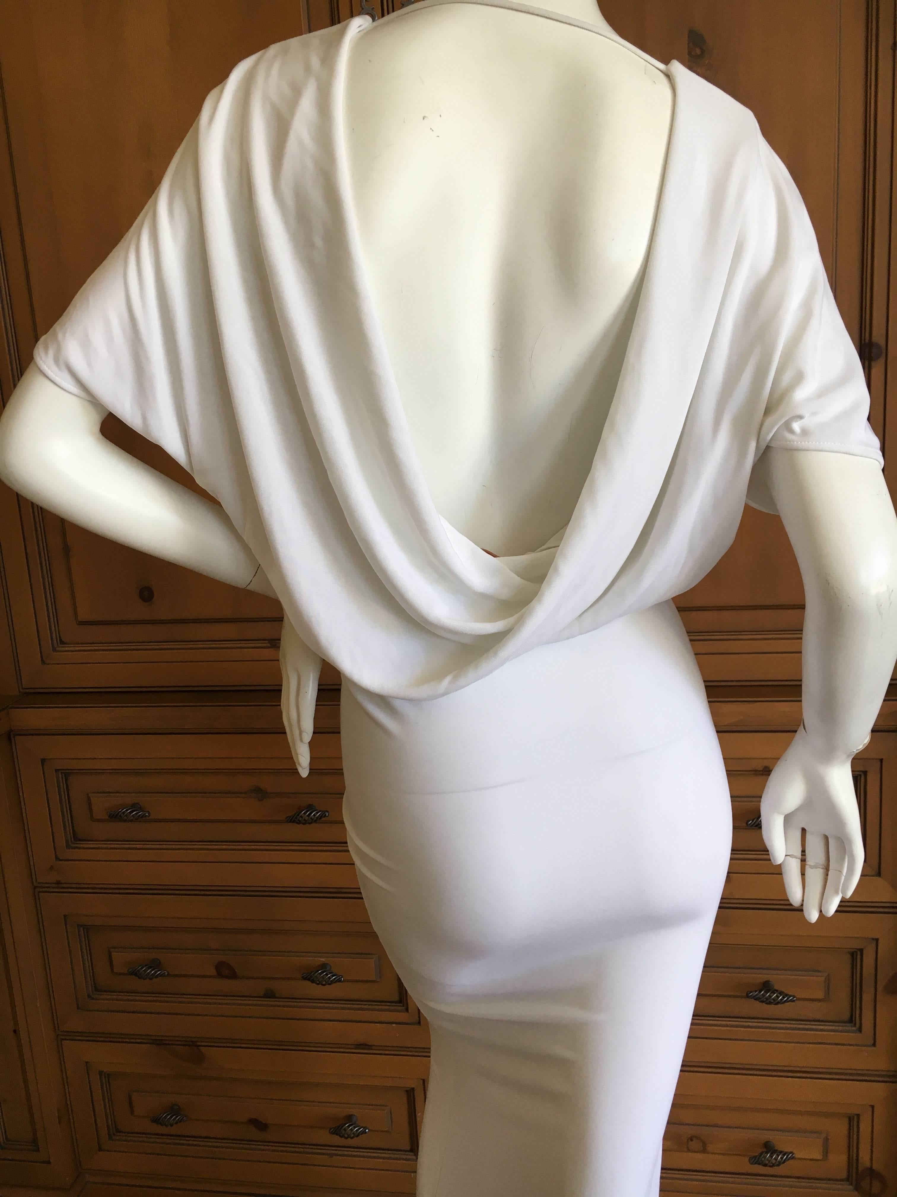 John Galliano Vintage Draped Back White Goddess Gown with Train For Sale 1