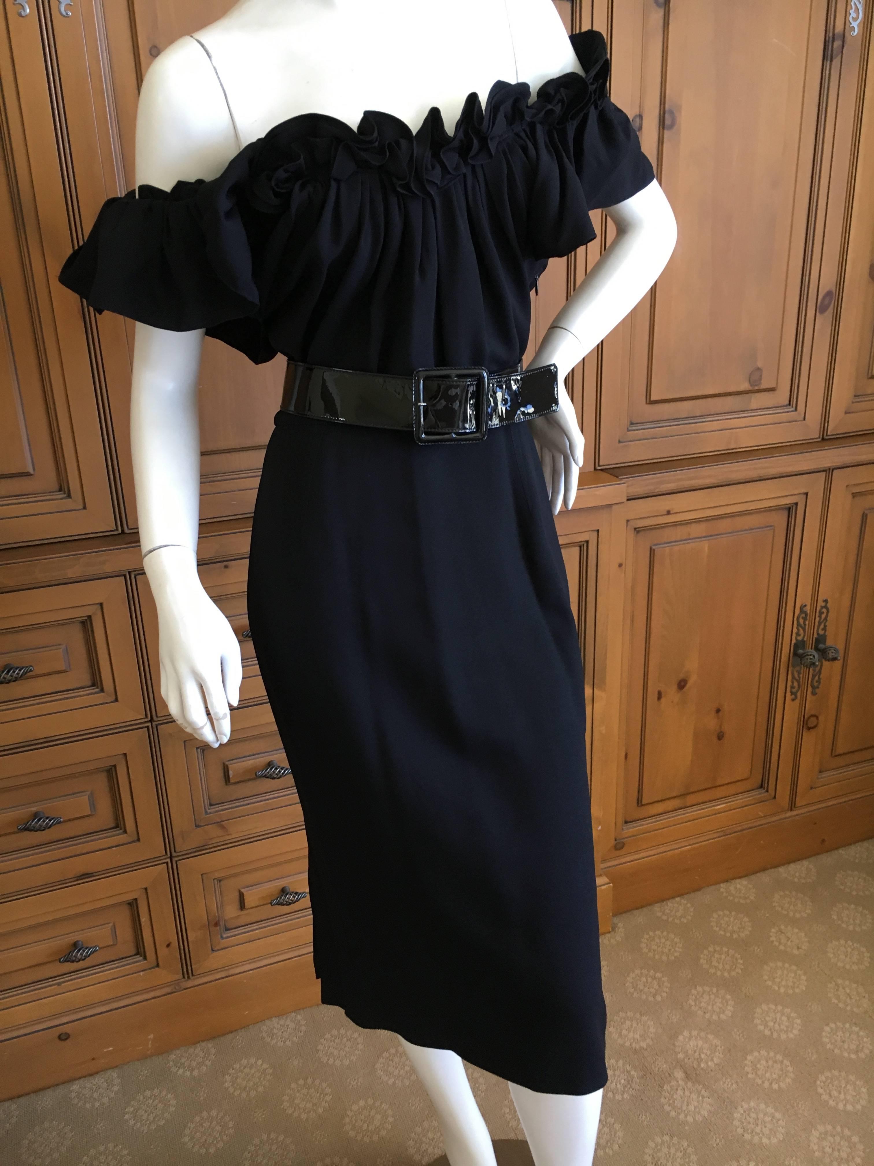 Women's Christian Dior by John Galliano Little Black Dress with Off the Shoulder Ruffle For Sale