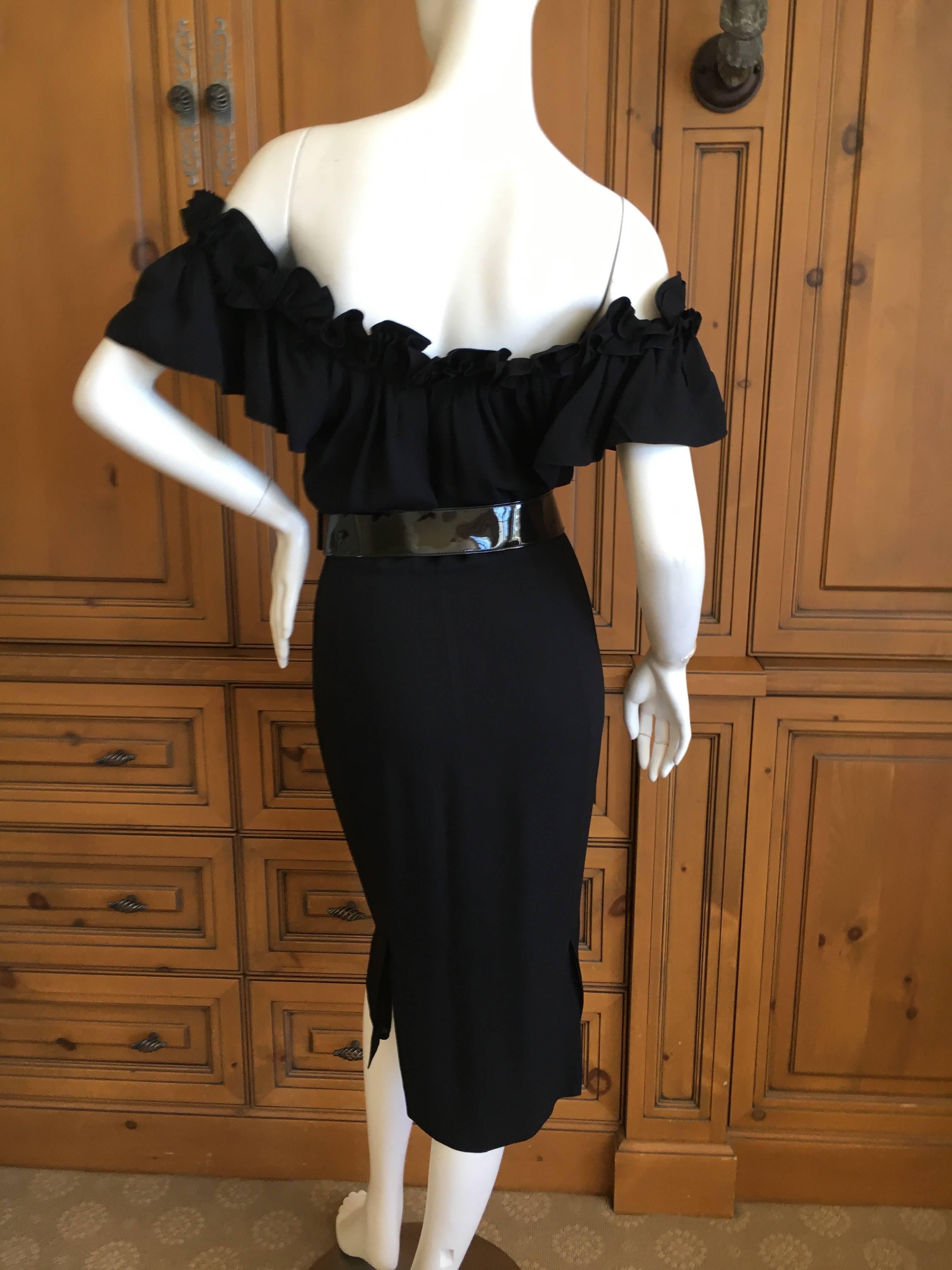 Christian Dior by John Galliano Little Black Dress with Off the Shoulder Ruffle For Sale 3