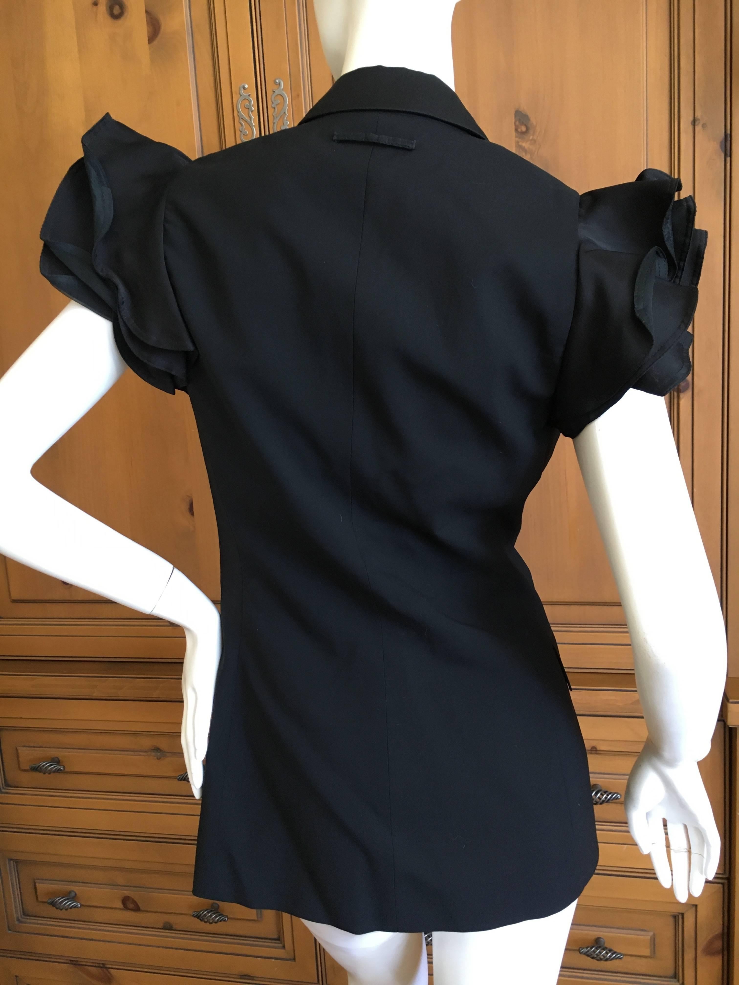 Jean Paul Gaultier Vintage Black Sleeveless Double Breasted Jacket with Ruffles For Sale 3