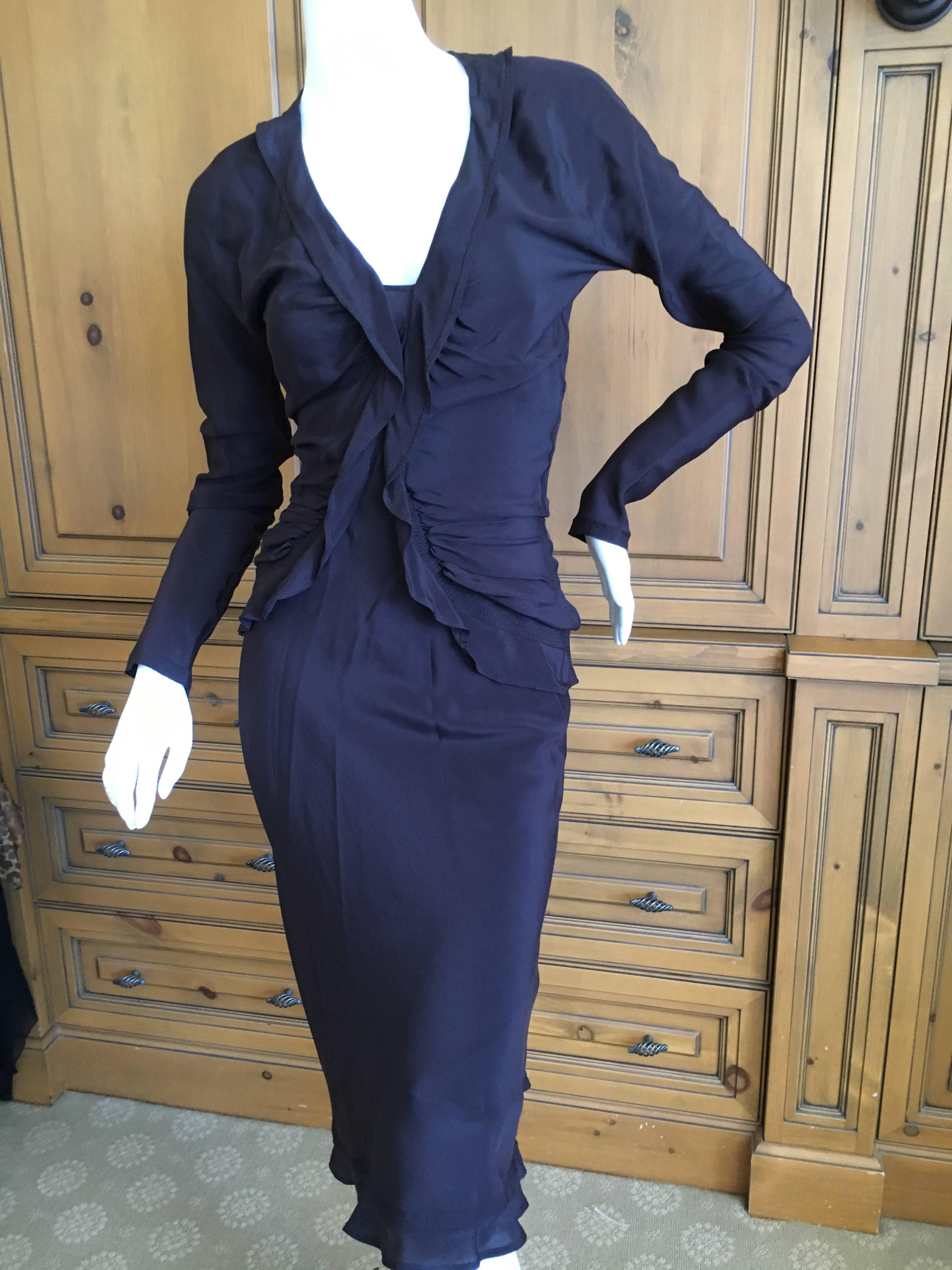 Yves Saint Laurent by Tom Ford Black Ruffle Silk Dress.
Size 38
Bust 36