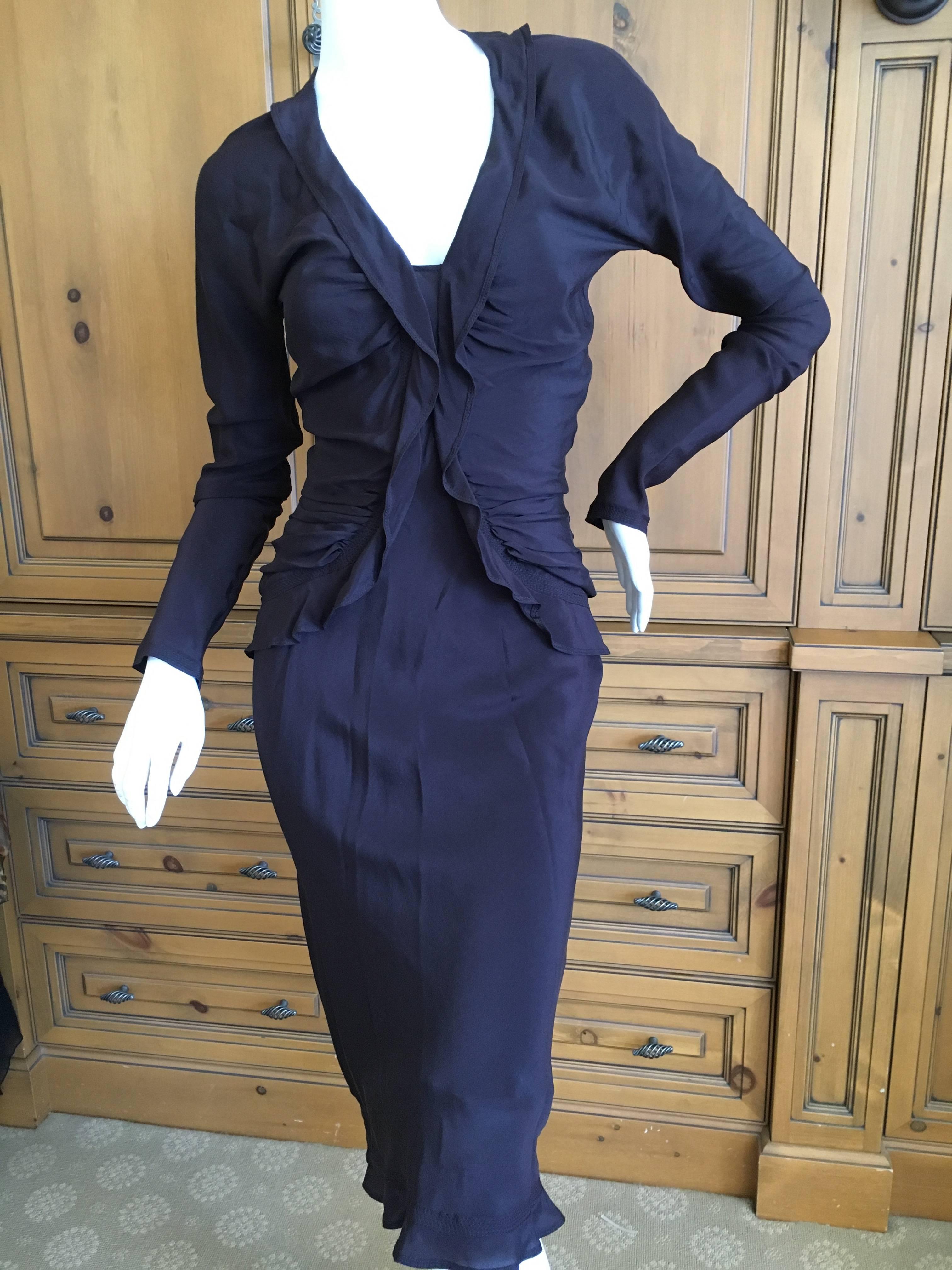 Yves Saint Laurent by Tom Ford Little Black Dress with Ruffle Details In Excellent Condition For Sale In Cloverdale, CA