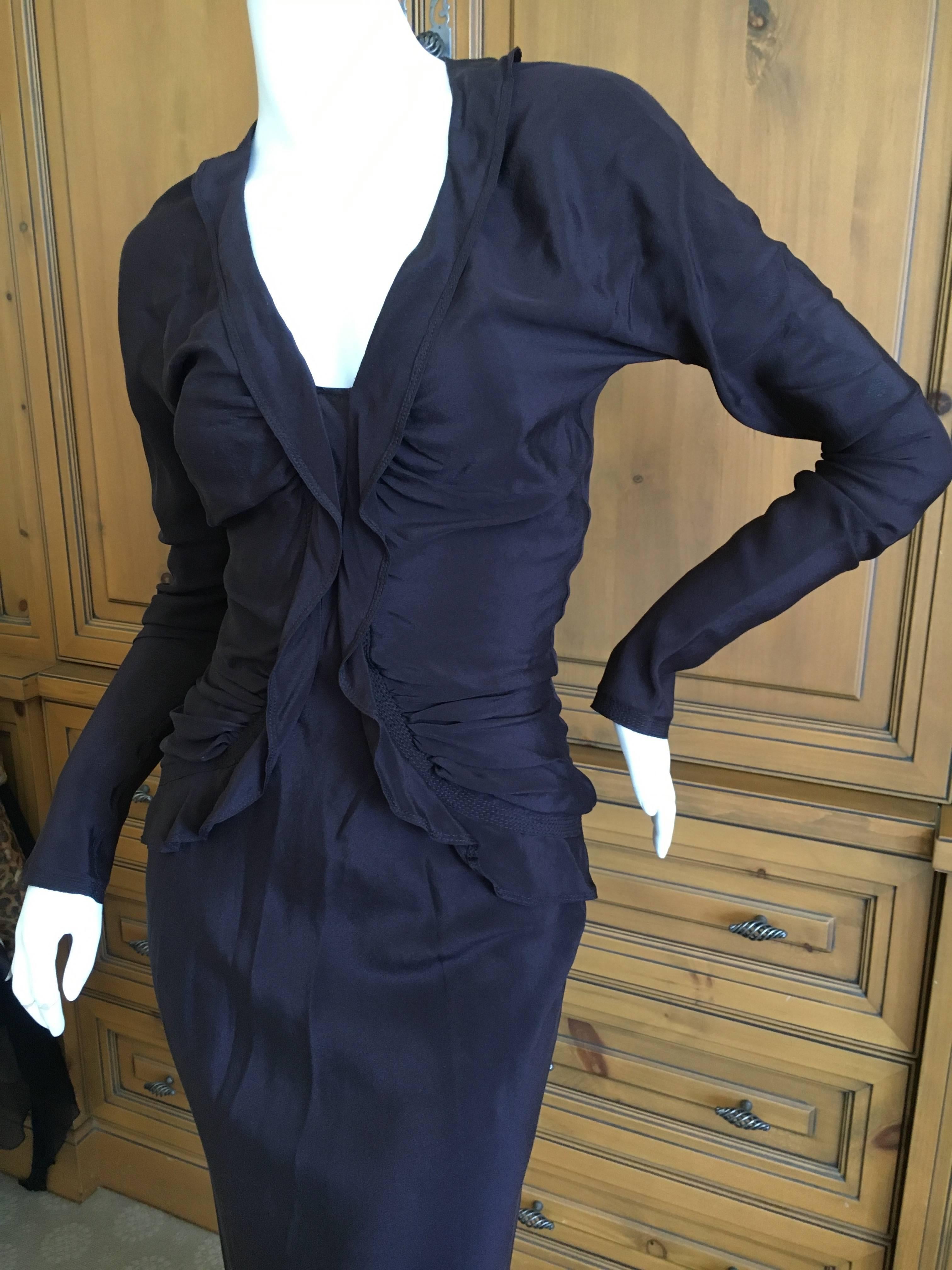 Yves Saint Laurent by Tom Ford Little Black Dress with Ruffle Details For Sale 1